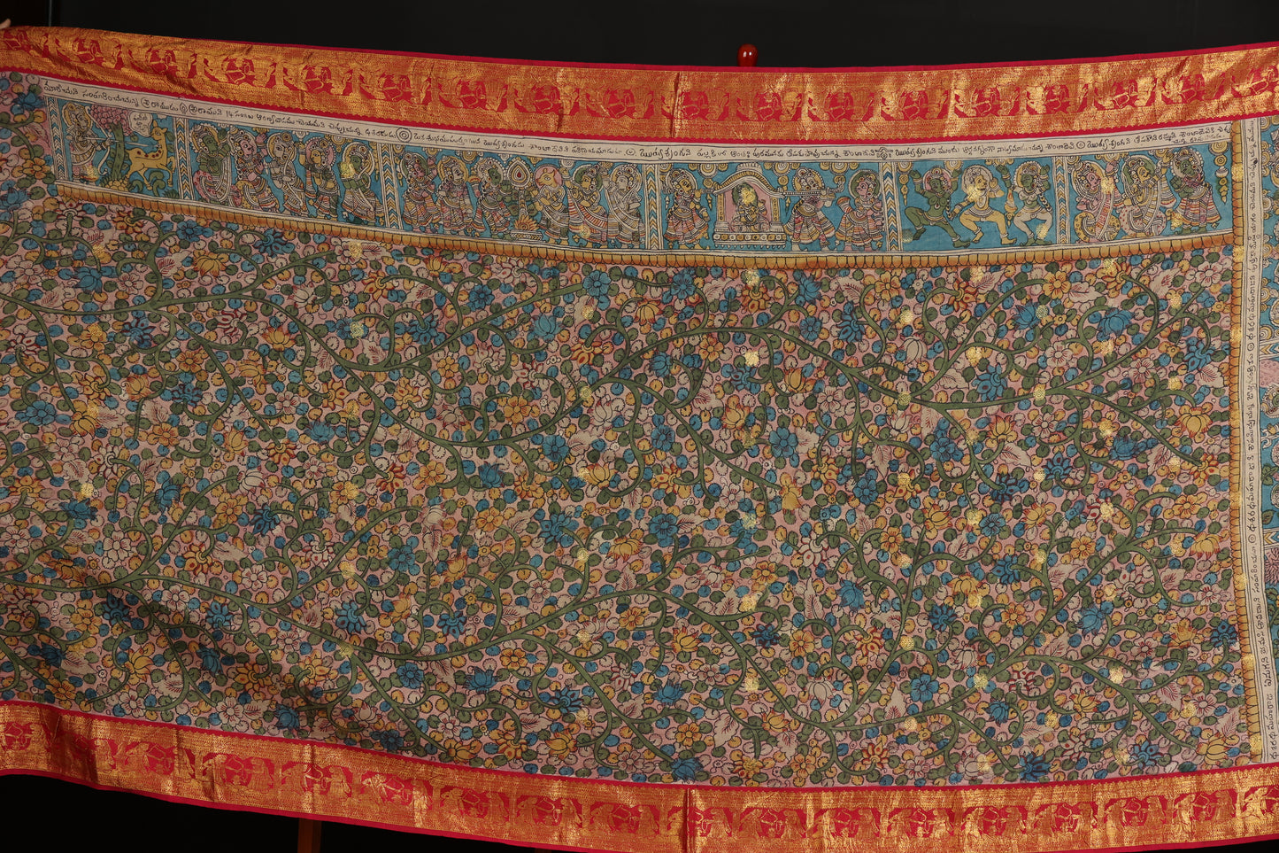 Pure silk kanchipattu with penkalamkari