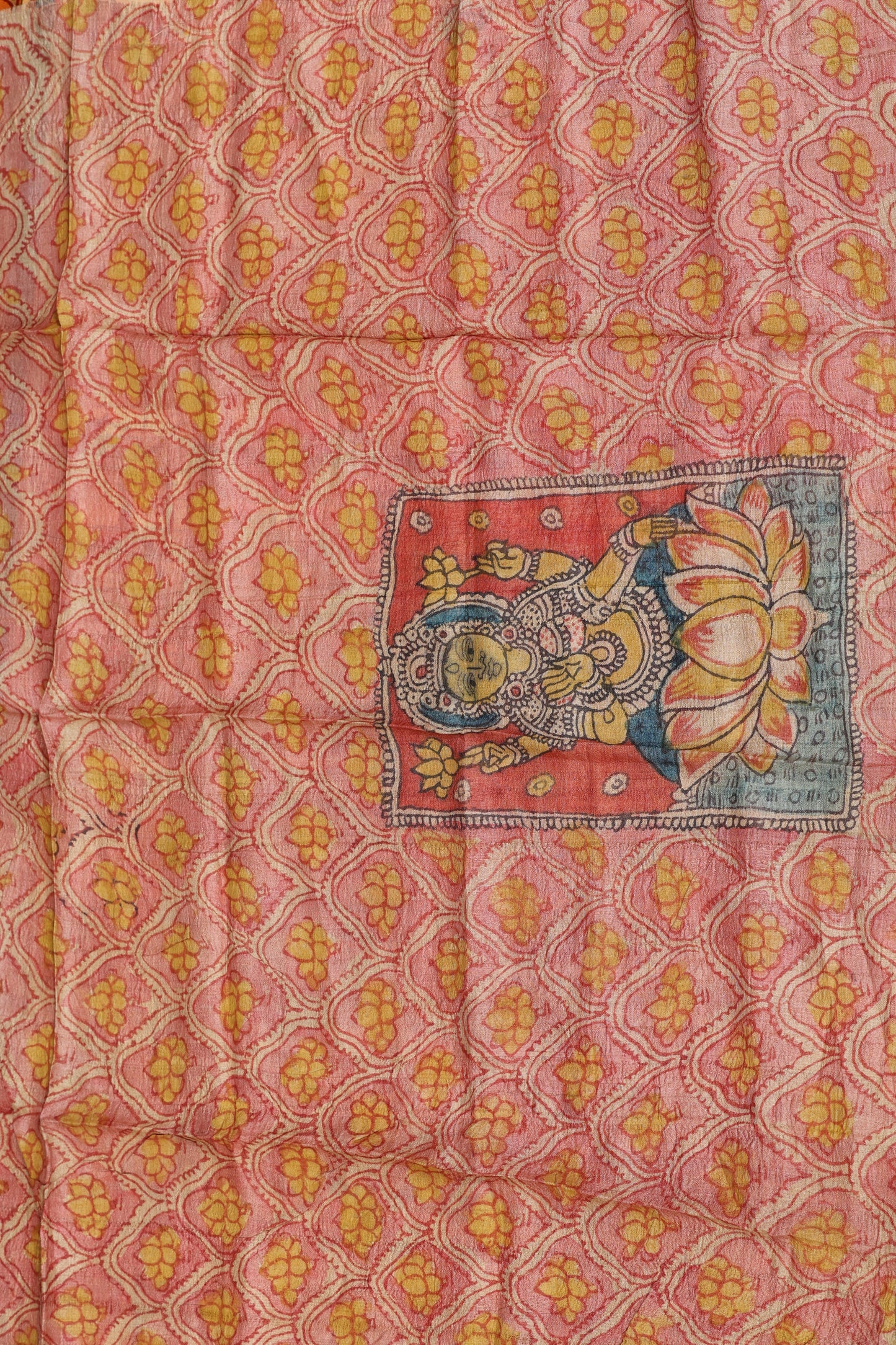Tussar bandini with penkalamkari