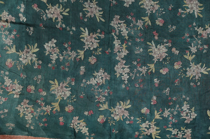 Chikankari with penkalamkari on puresilk tussar