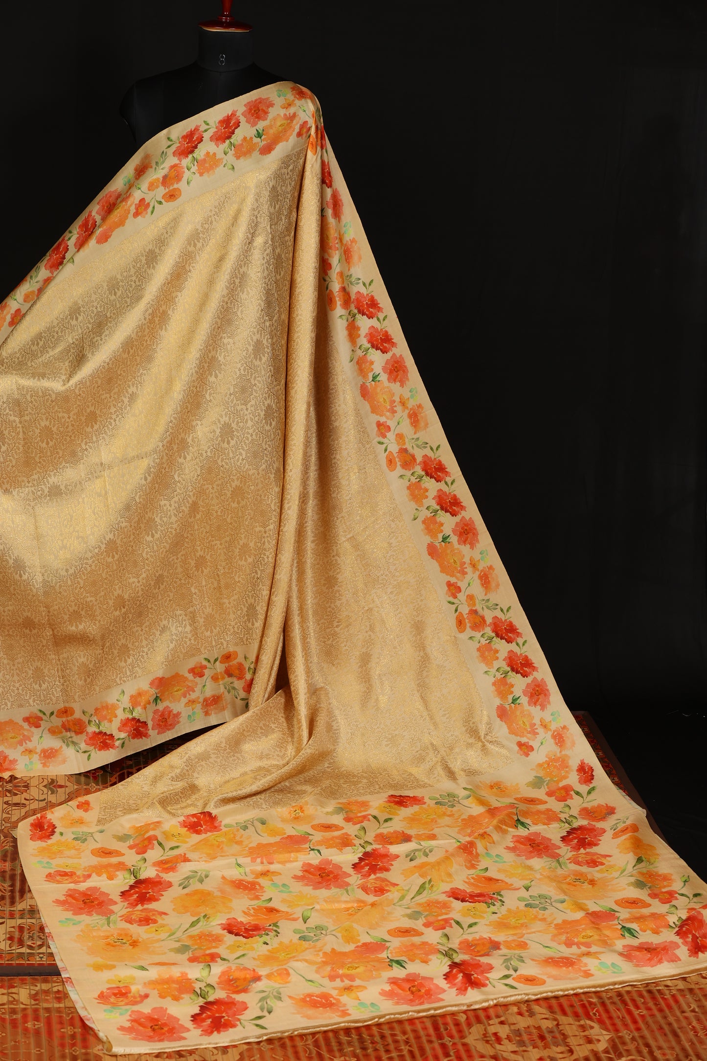 Pure silk kanjeevaram with digital prints