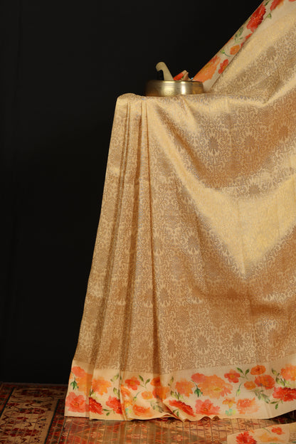Pure silk kanjeevaram with digital prints