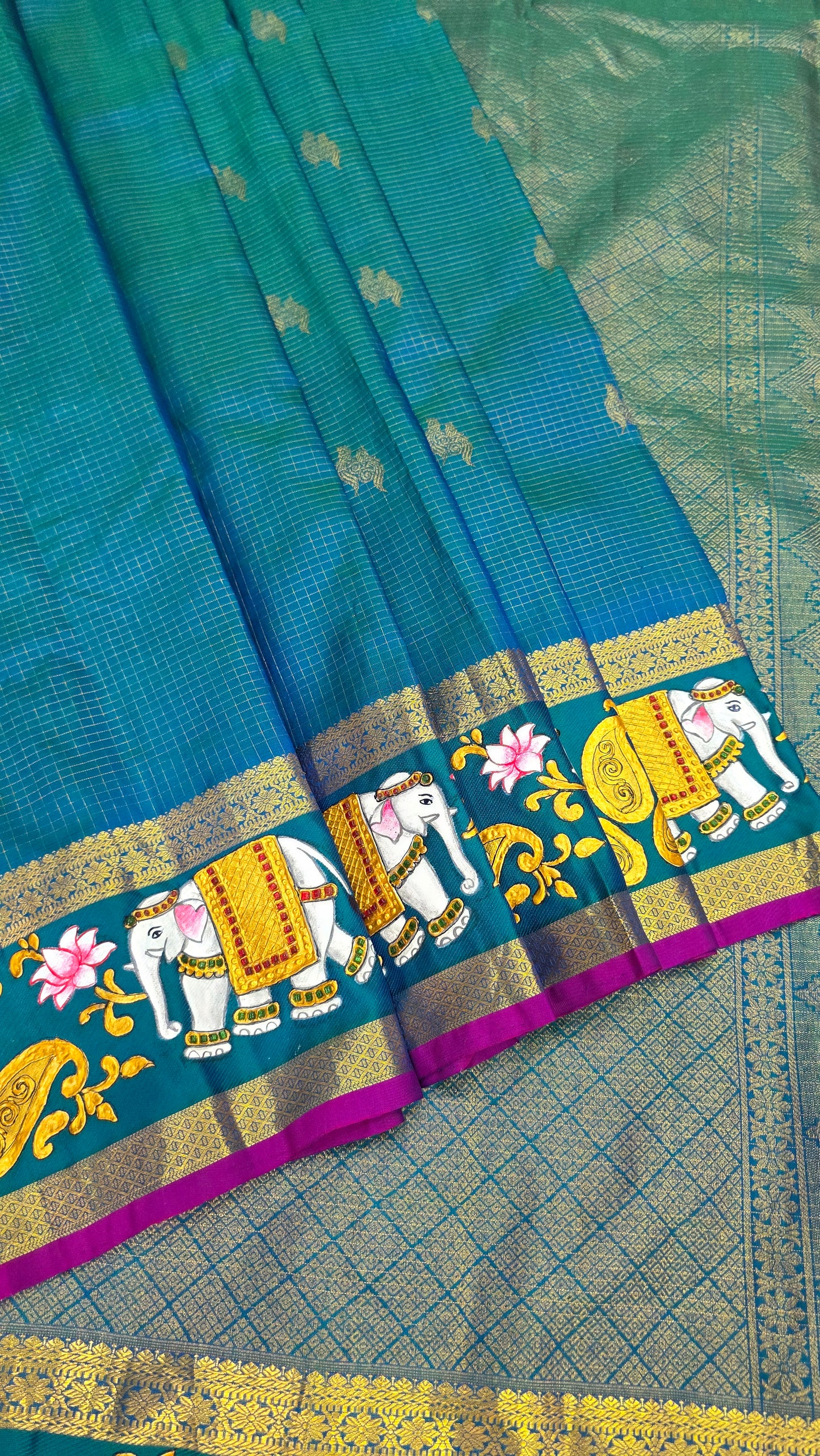Pure silk kanjeevaram with tanjore painting