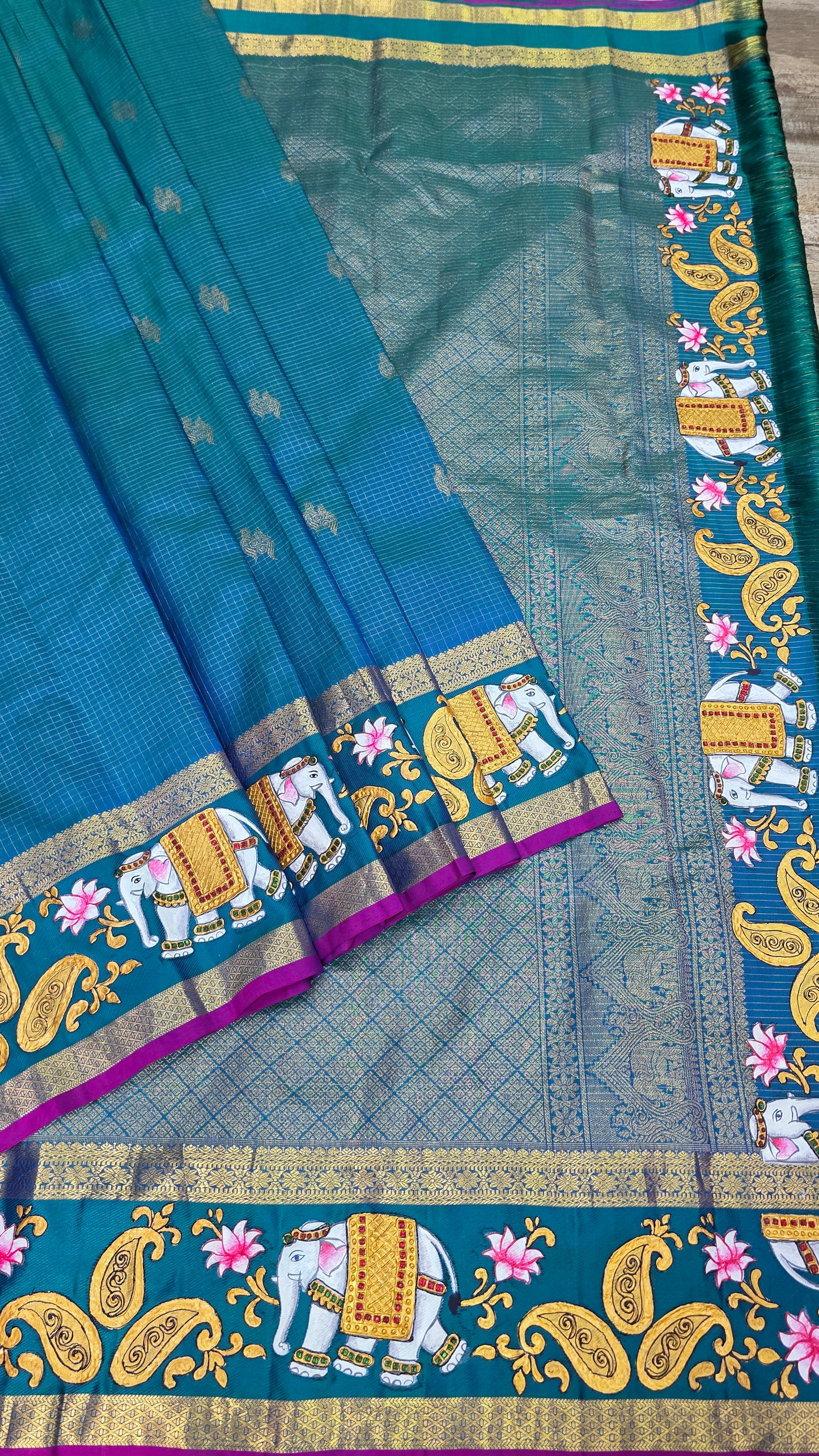 Pure silk kanjeevaram with tanjore painting