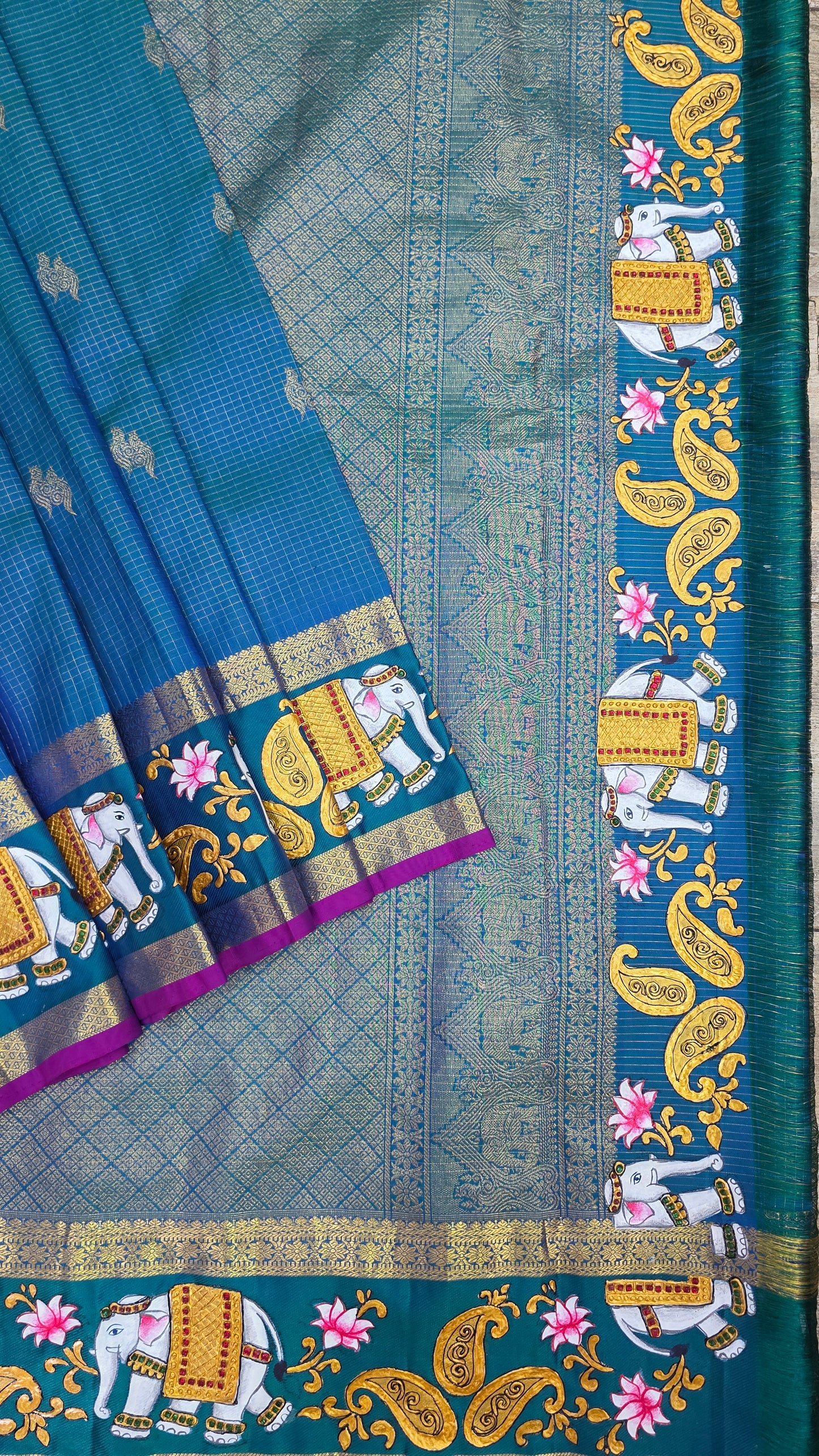 Pure silk kanjeevaram with tanjore painting