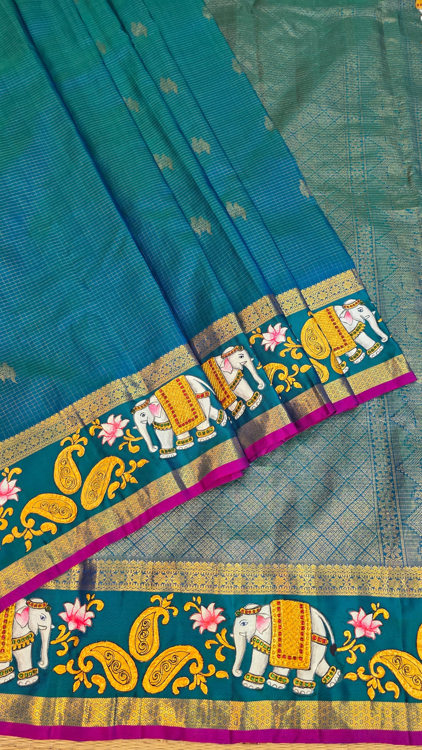 Pure silk kanjeevaram with tanjore painting