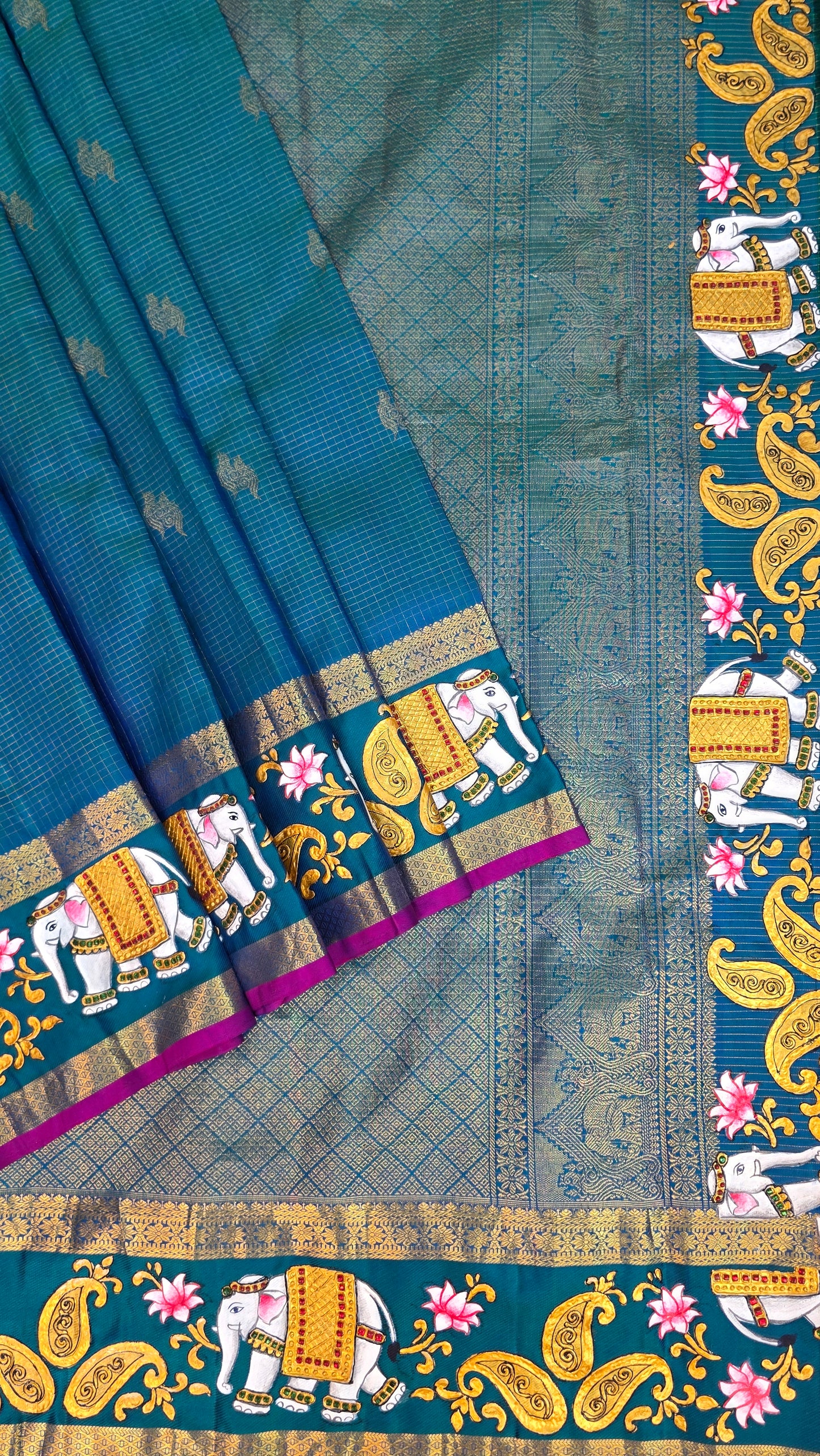 Pure silk kanjeevaram with tanjore painting
