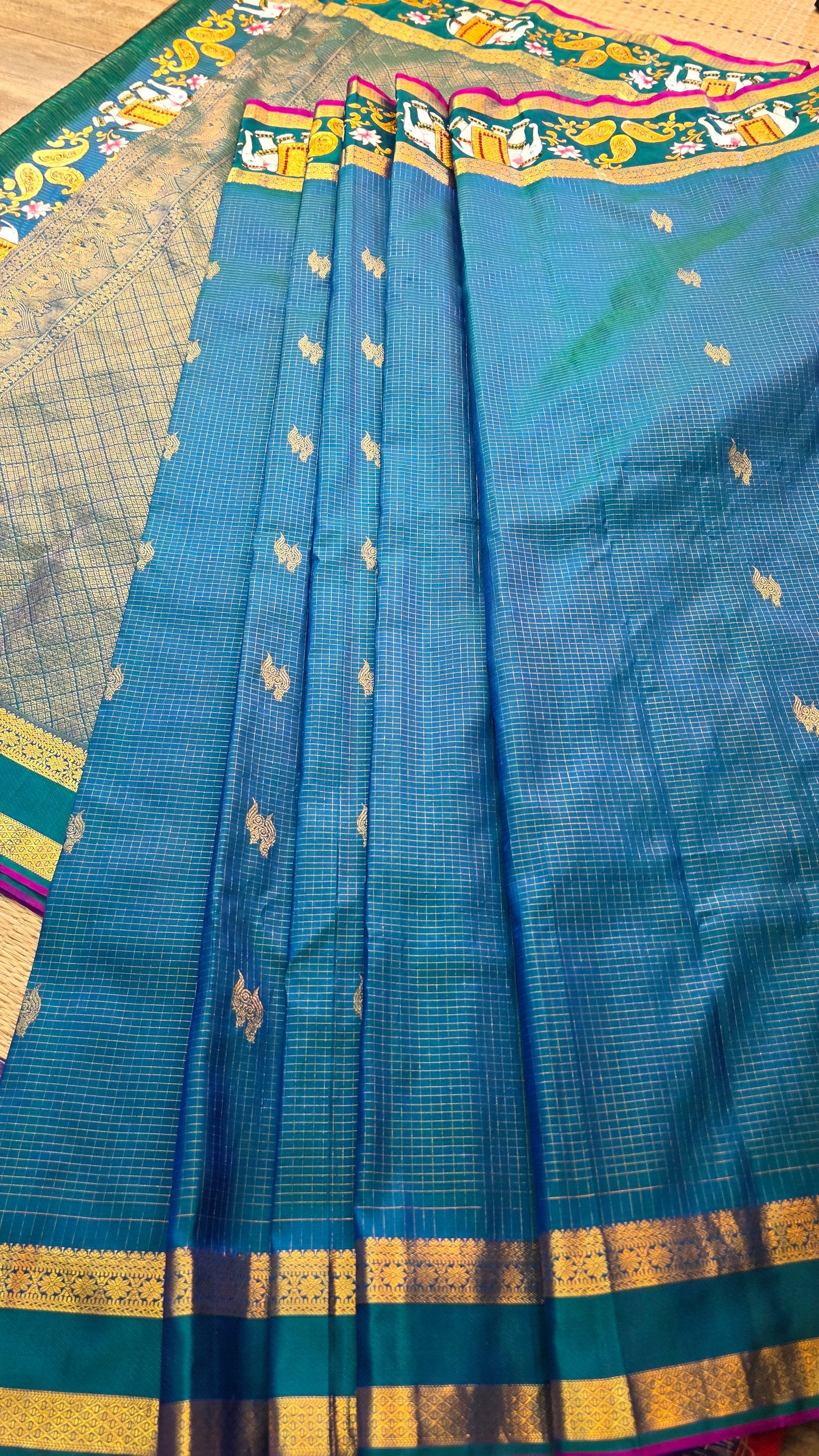 Pure silk kanjeevaram with tanjore painting