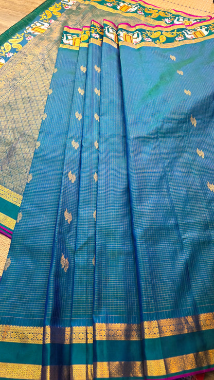 Pure silk kanjeevaram with tanjore painting