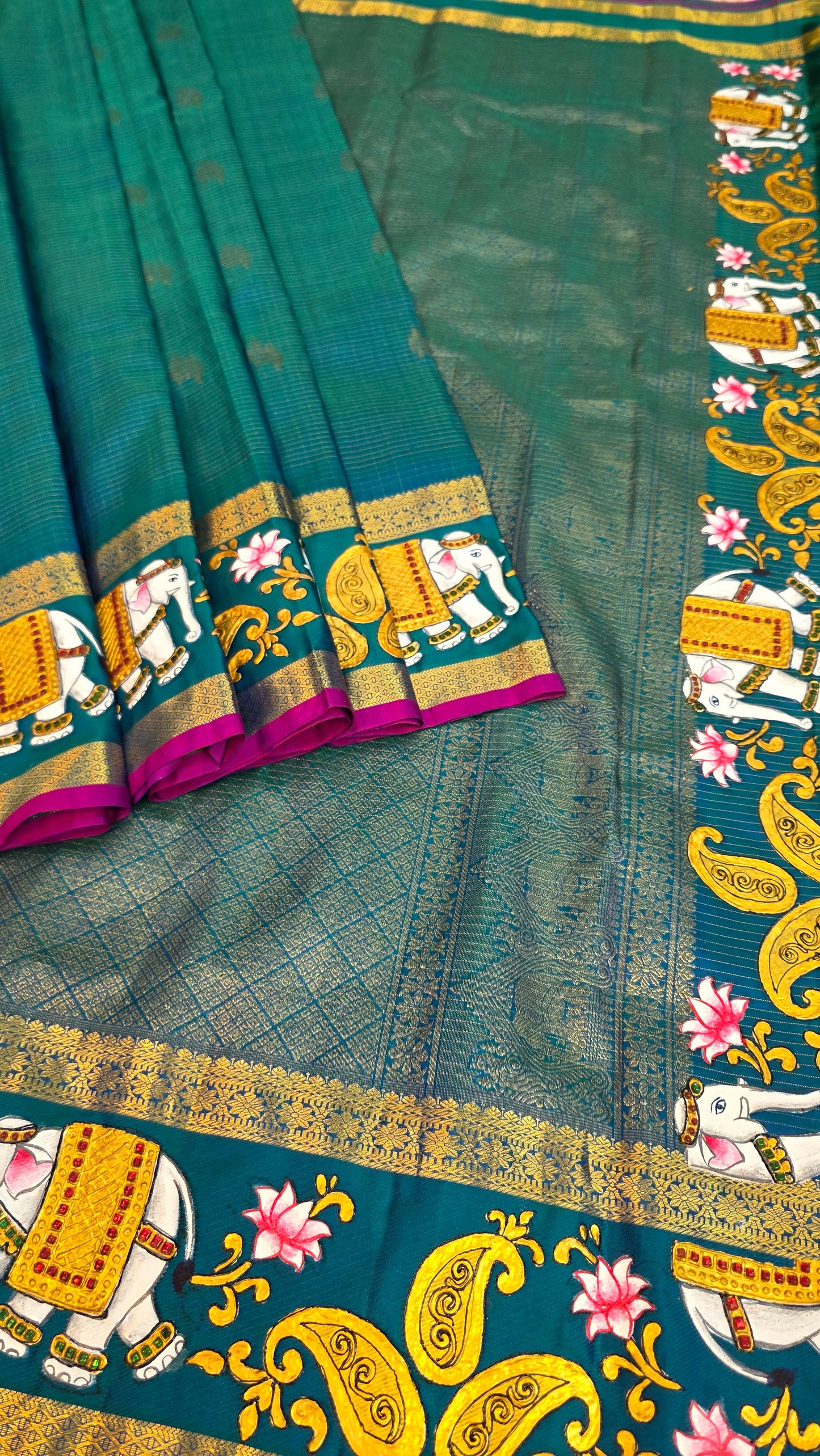 Pure silk kanjeevaram with tanjore painting