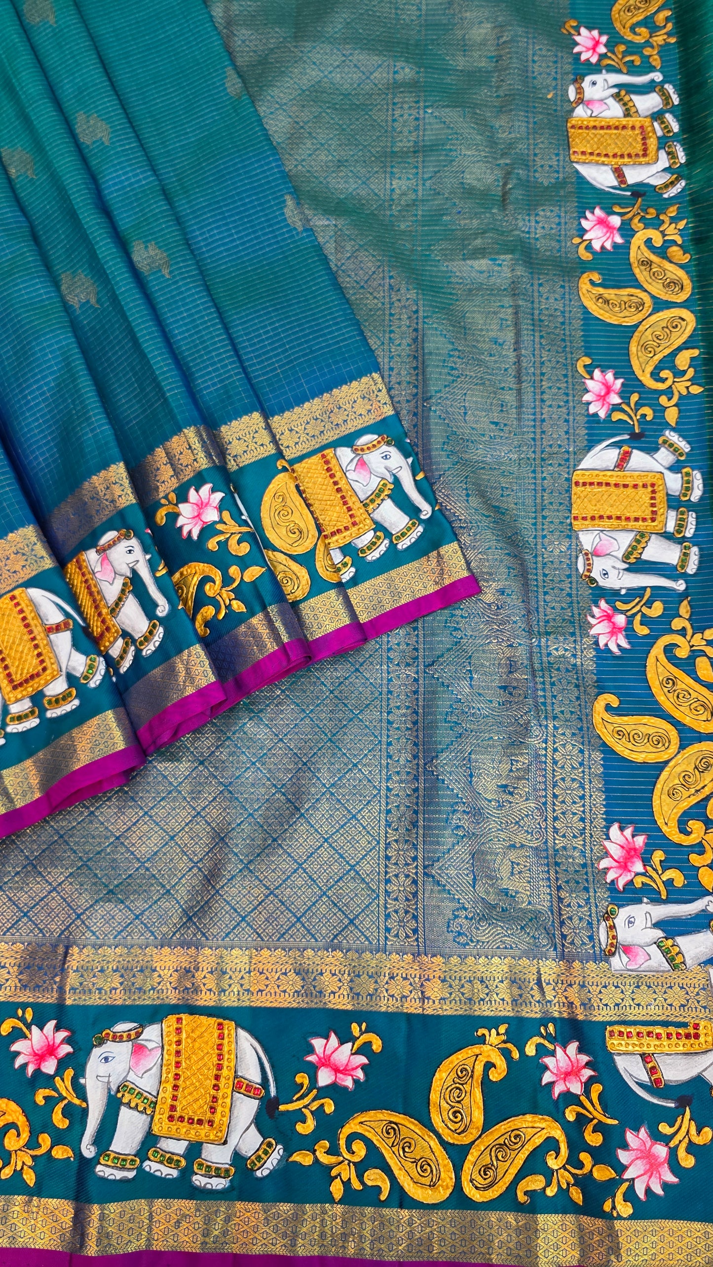 Pure silk kanjeevaram with tanjore painting