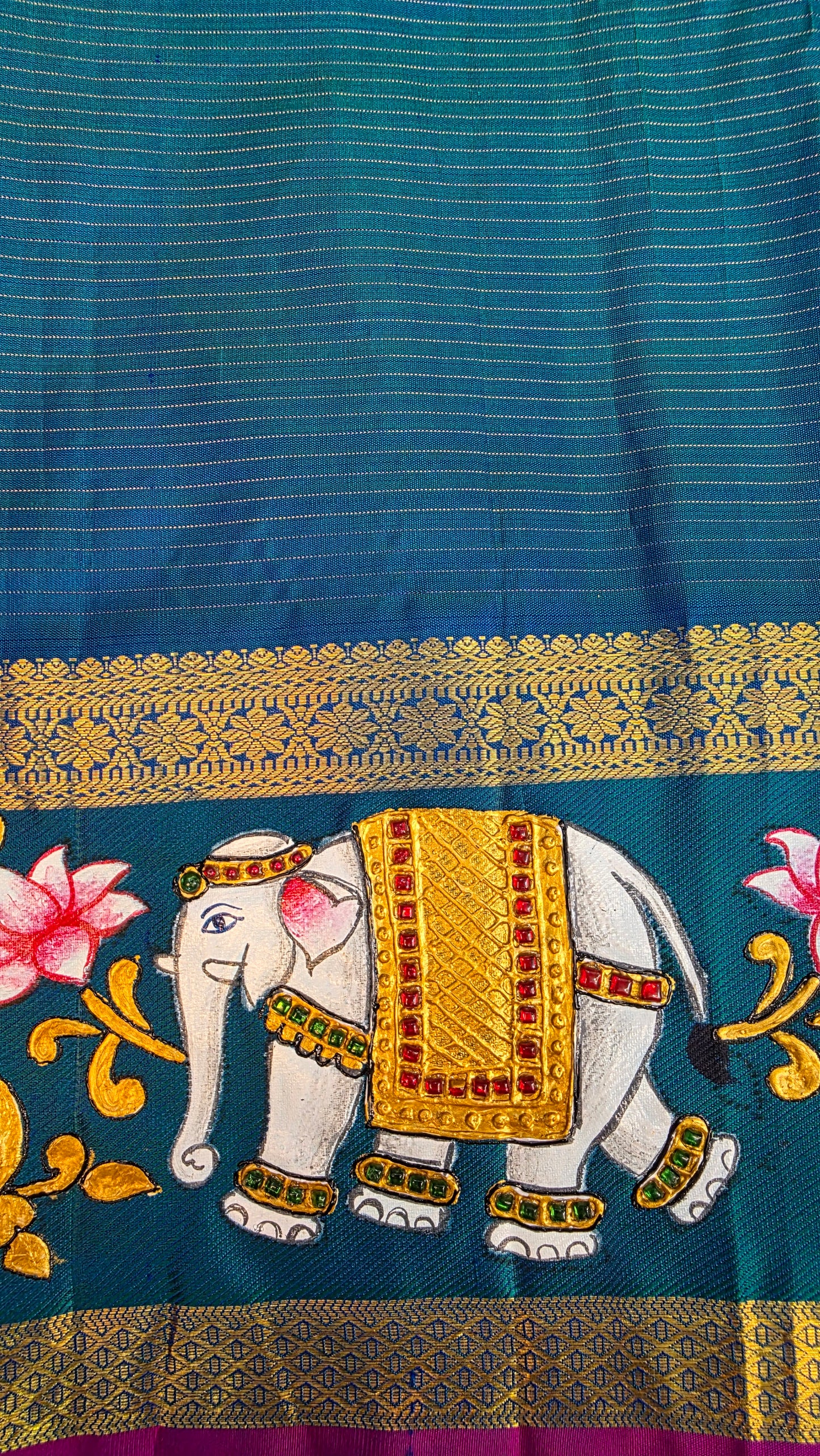 Pure silk kanjeevaram with tanjore painting