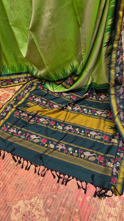 Pure silk kanchi with hand embroidered kantha