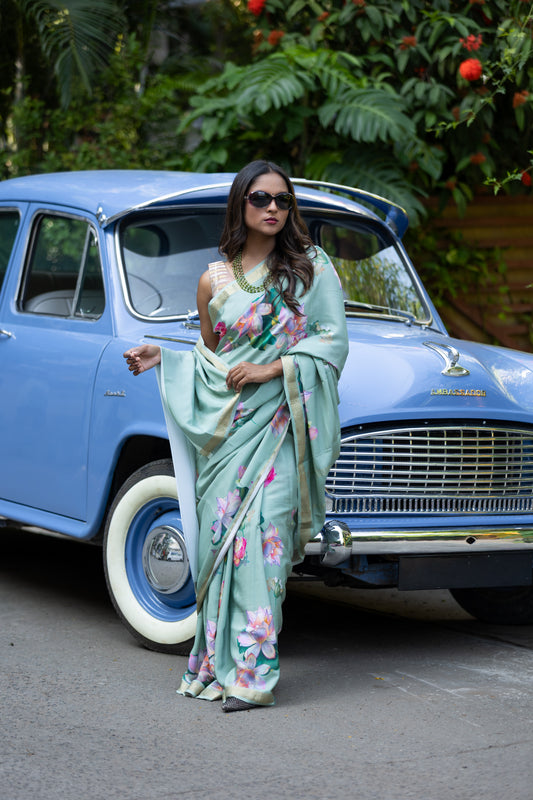 Pure crepe digital print saree