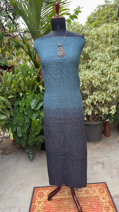 Chanderi bandhini kurta with Munga Benaras dupatta