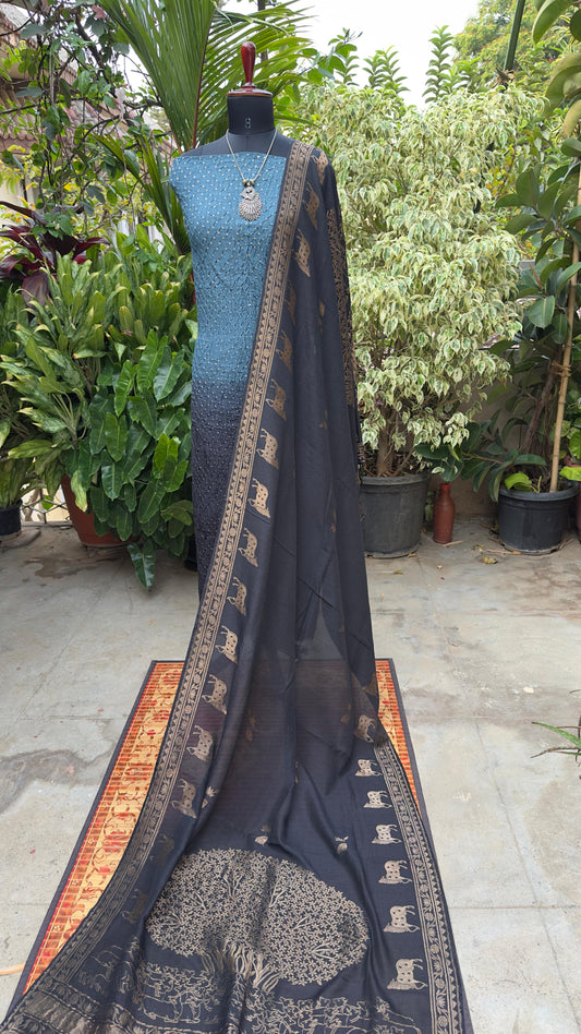 Chanderi bandhini kurta with Munga Benaras dupatta