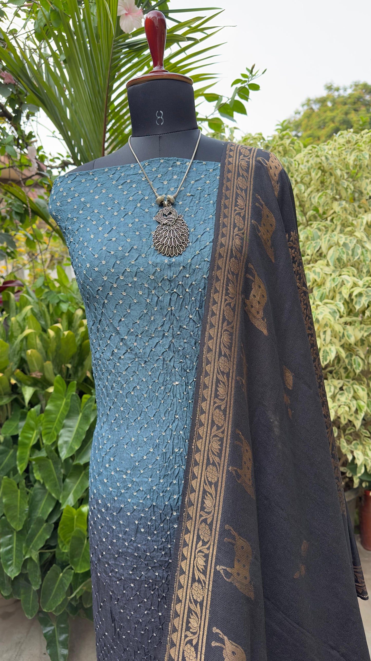 Chanderi bandhini kurta with Munga Benaras dupatta
