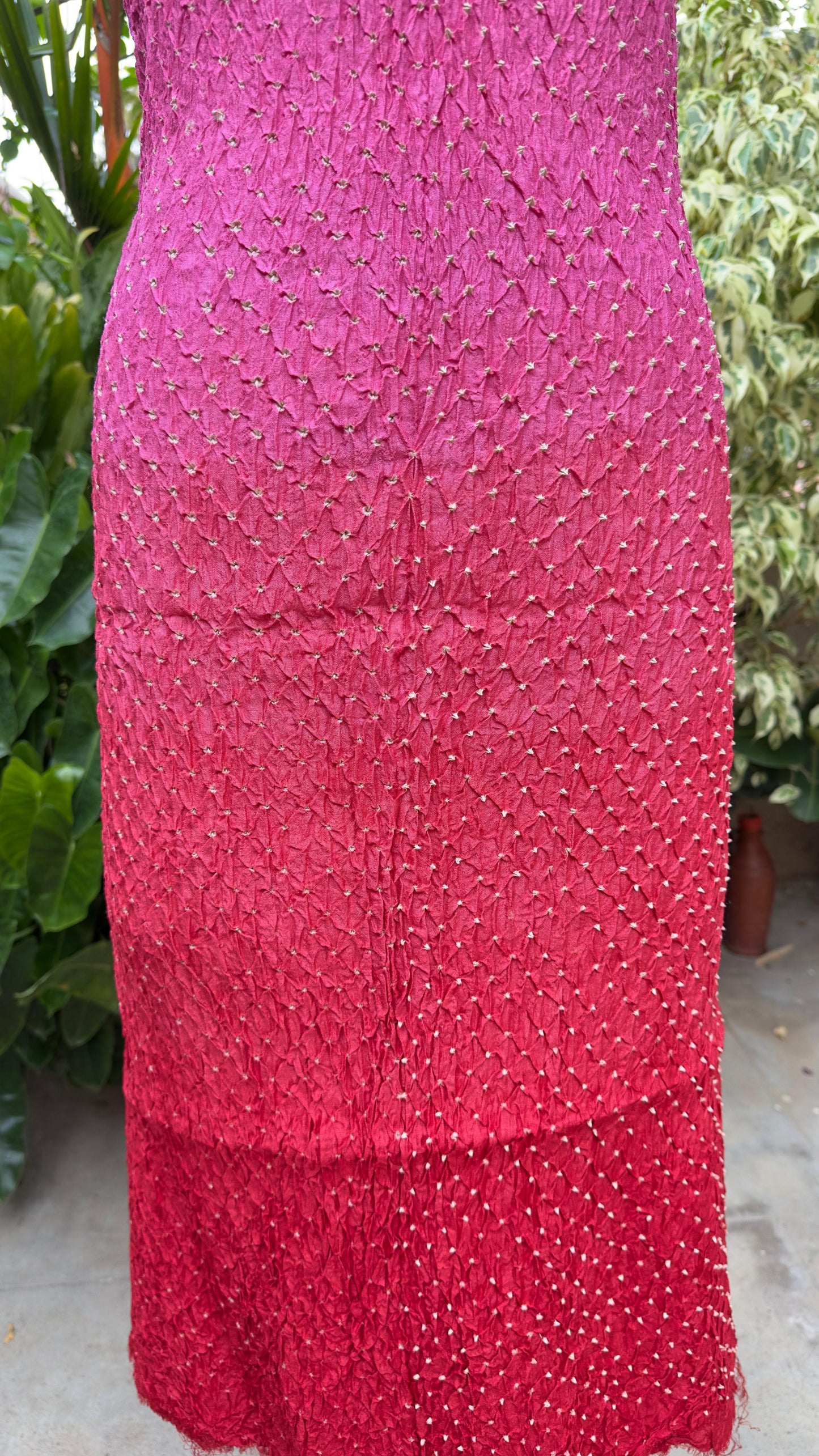 Chanderi bandhini kurta with Munga Benaras dupatta