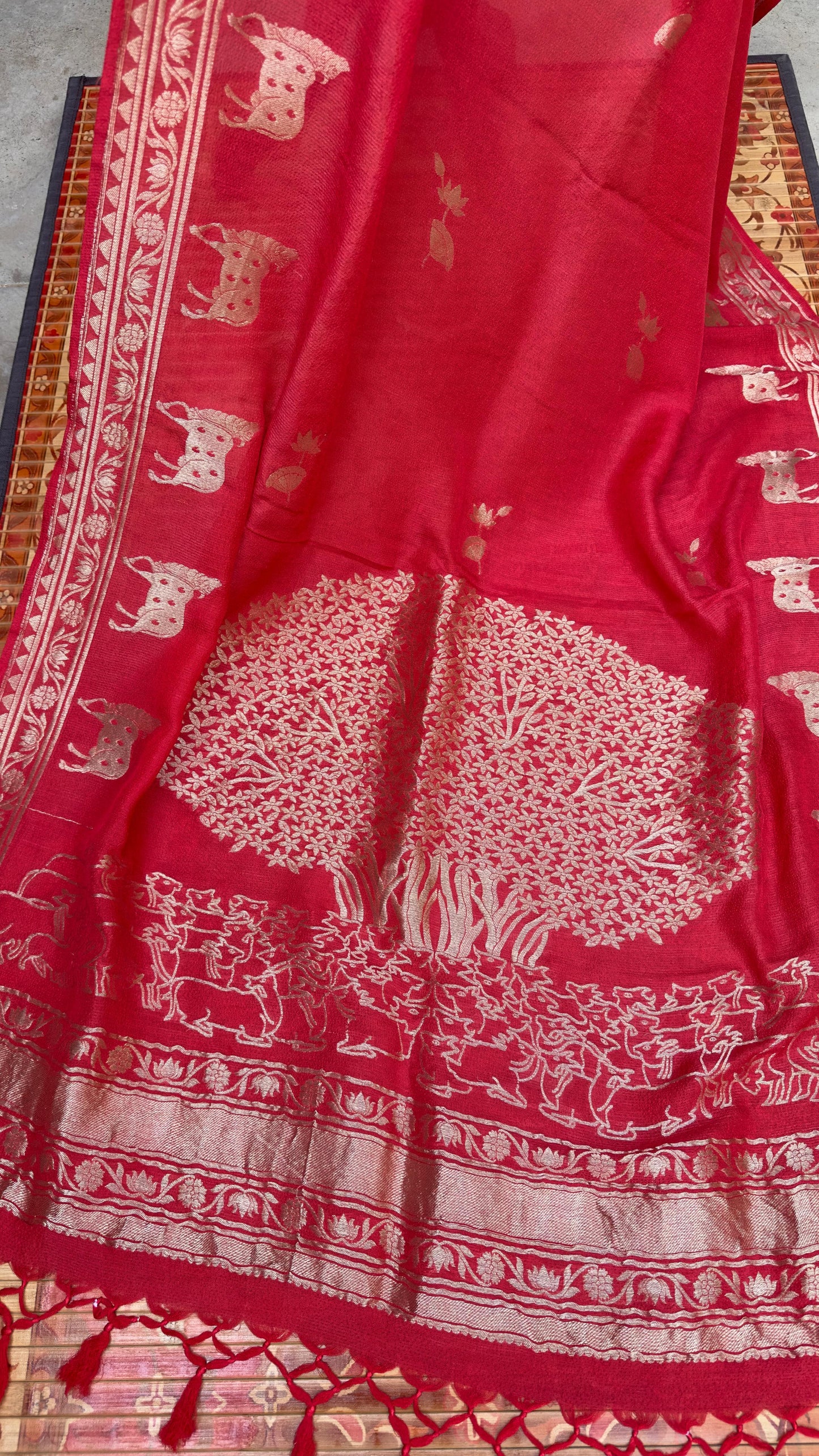 Chanderi bandhini kurta with Munga Benaras dupatta
