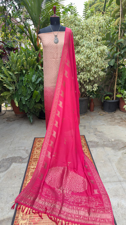 Chanderi bandhini kurta with Munga Benaras dupatta