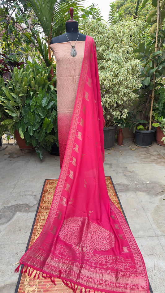 Chanderi bandhini kurta with Munga Benaras dupatta
