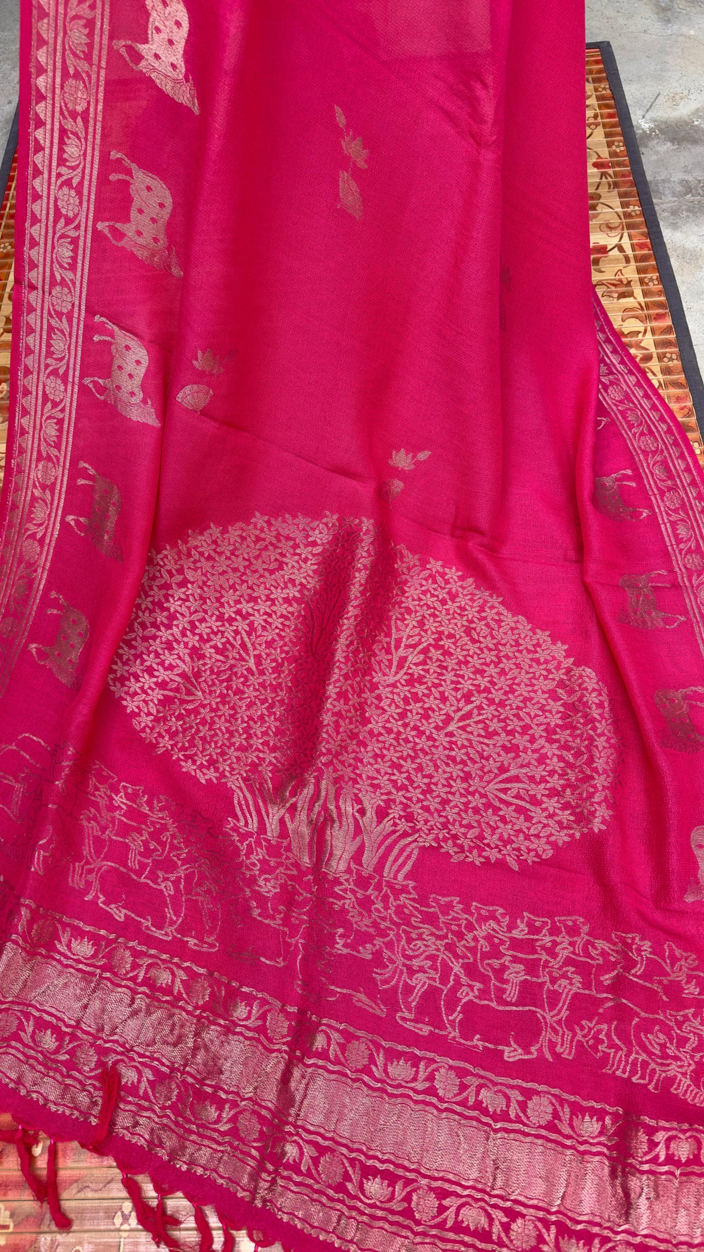 Chanderi bandhini kurta with Munga Benaras dupatta