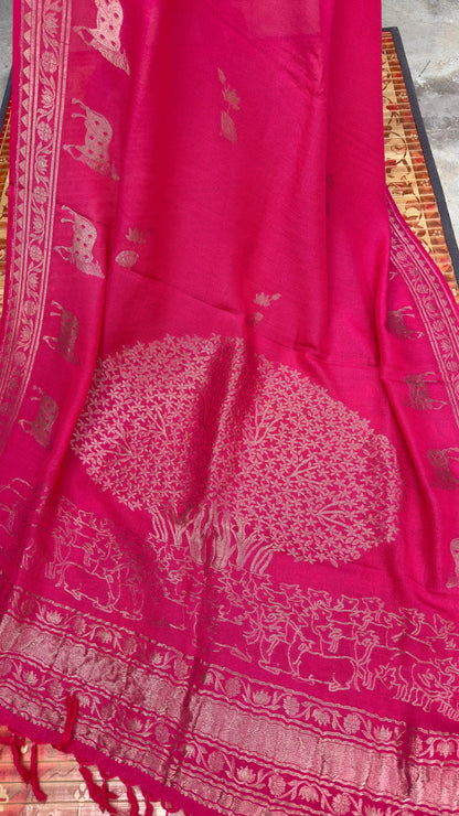 Chanderi bandhini kurta with Munga Benaras dupatta