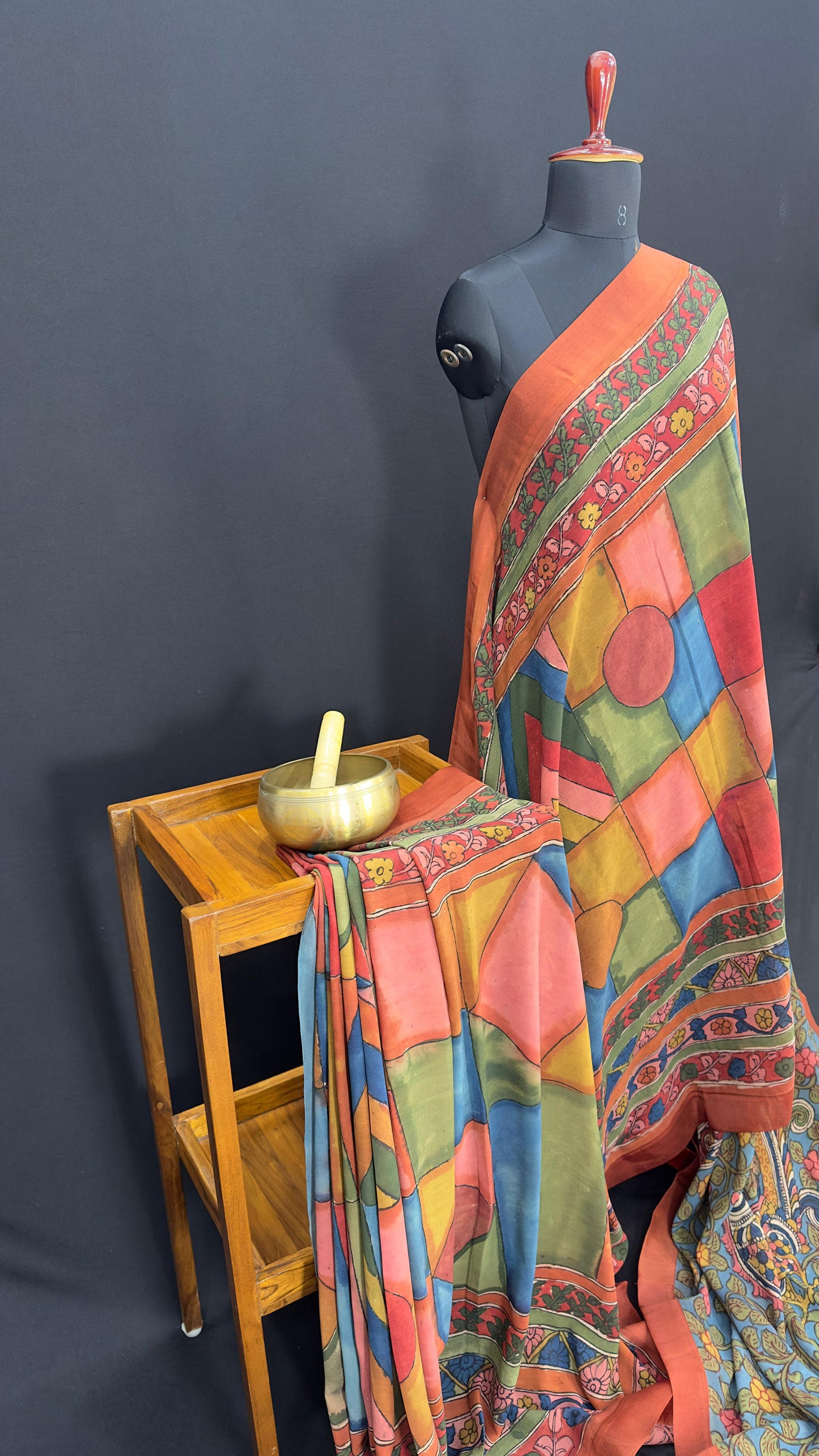Penkalamkari pure silk georgette saree