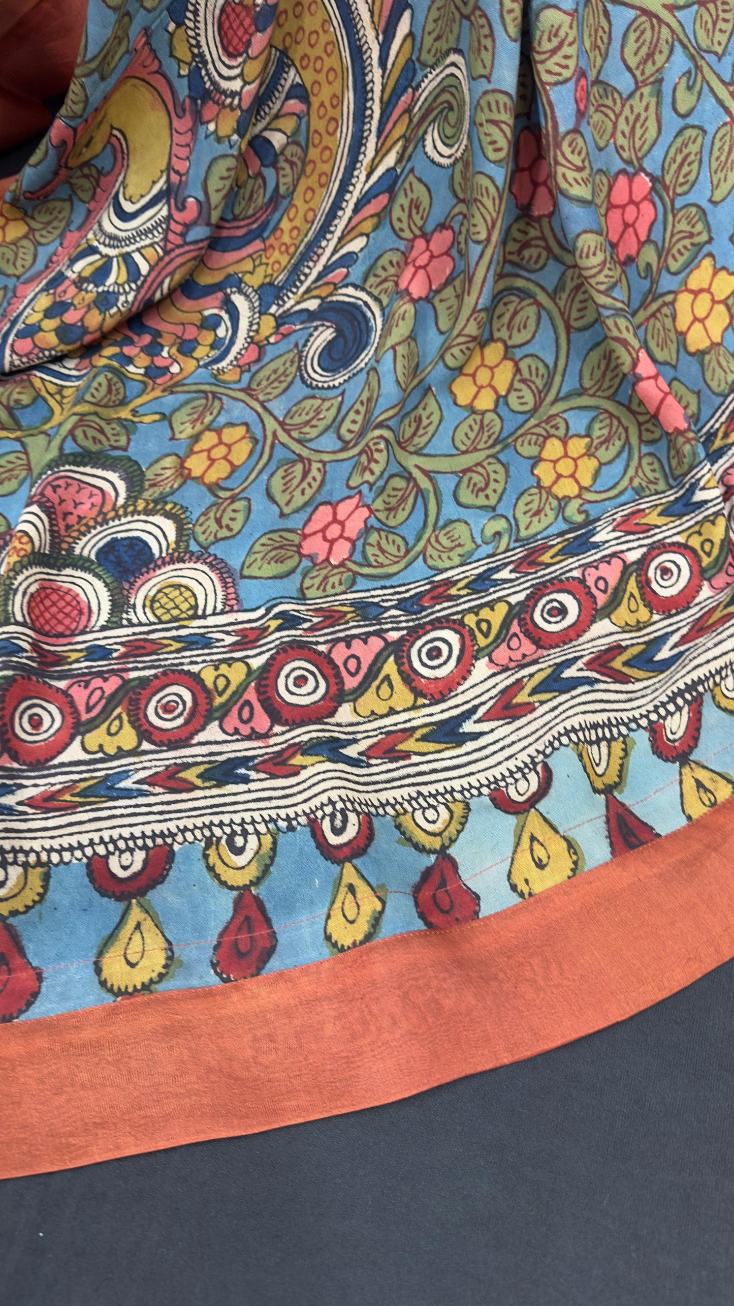 Penkalamkari pure silk georgette saree