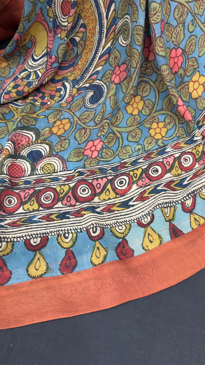Penkalamkari pure silk georgette saree