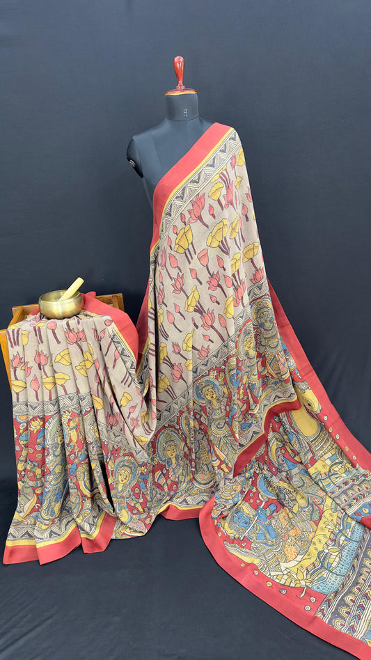 Penkalamkari Pure silk crepe