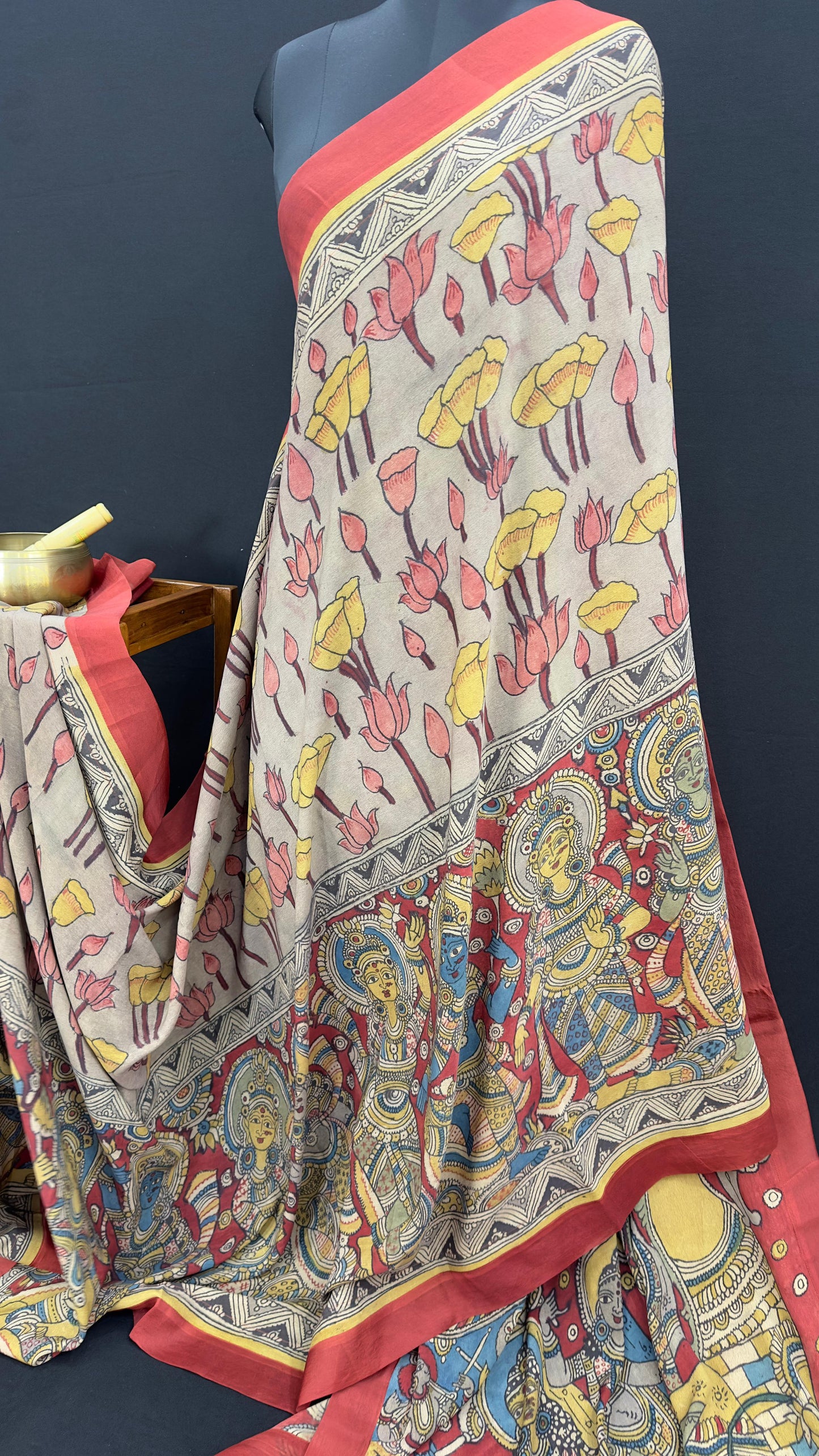Penkalamkari Pure silk crepe