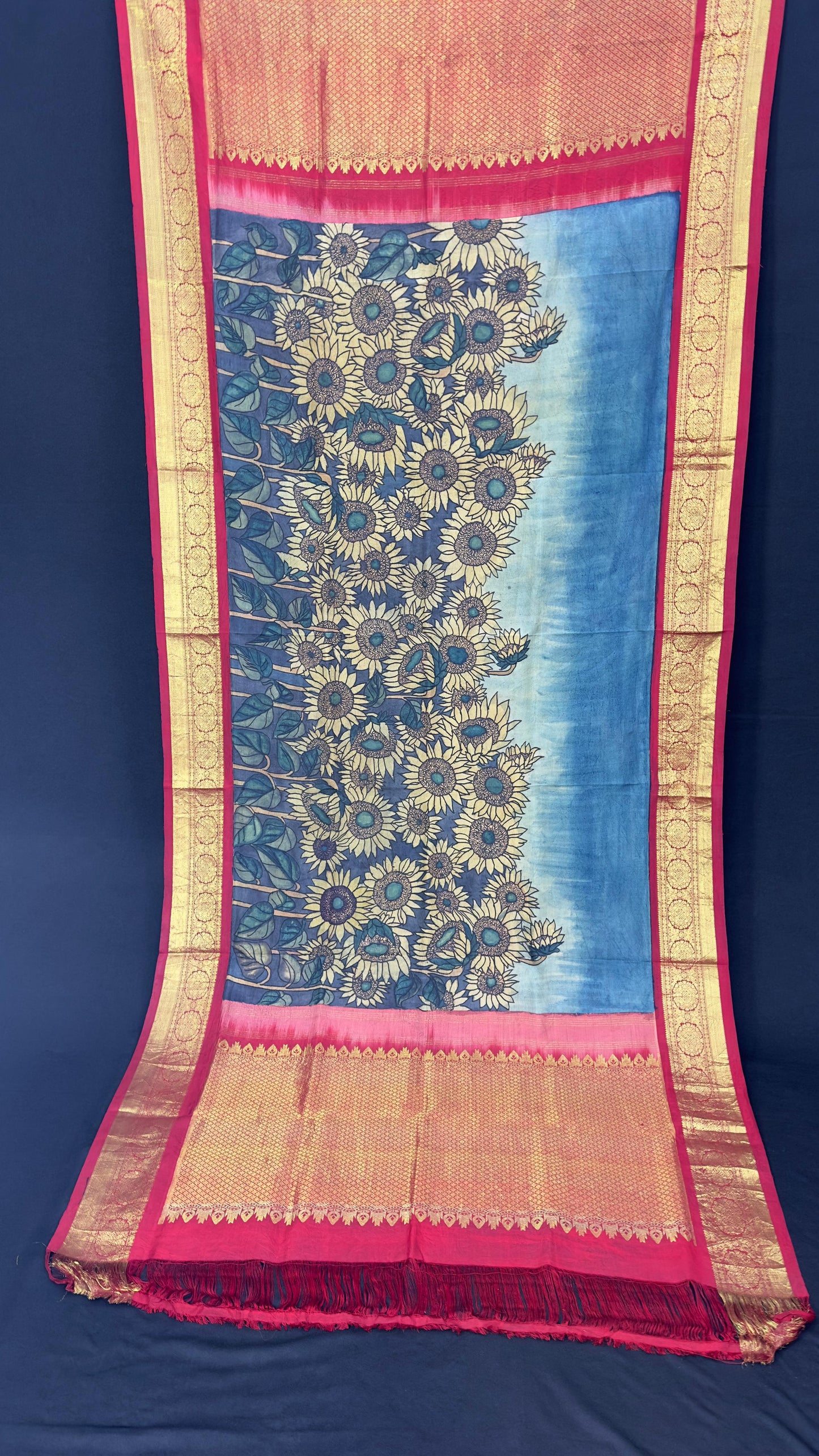 Penkalamkari Dupattas on Pure Silk Kanjeevaram