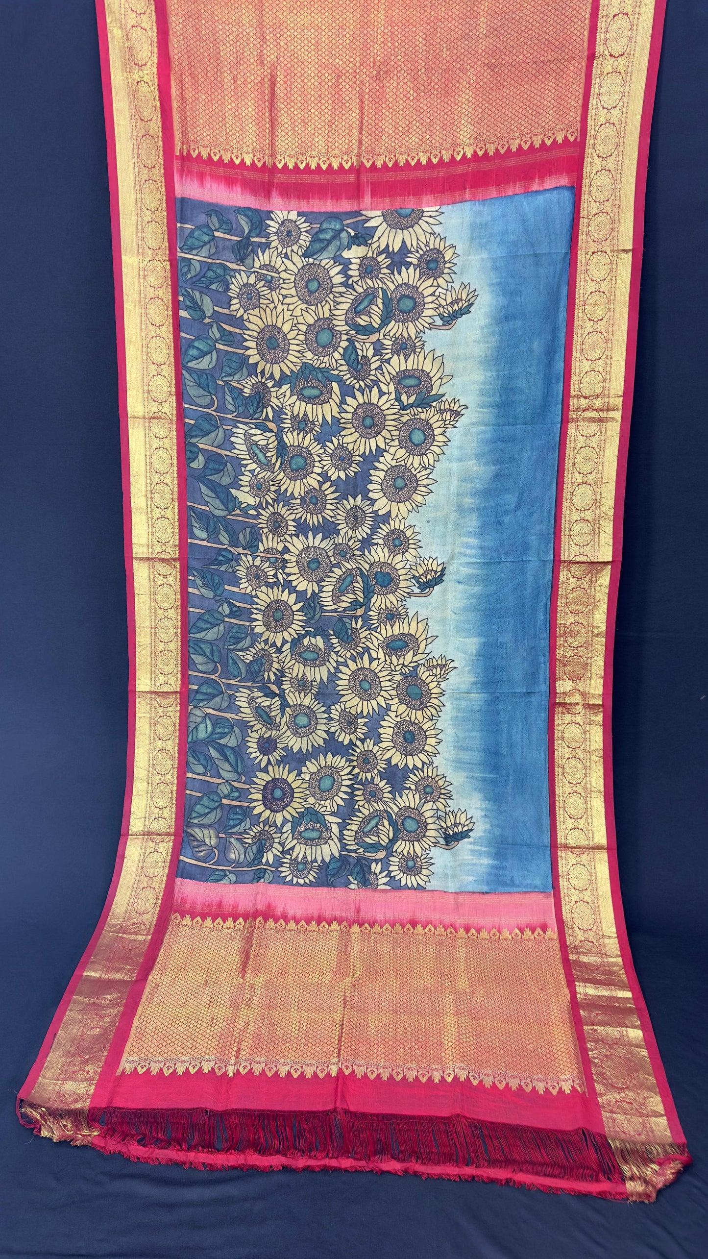 Penkalamkari Dupattas on Pure Silk Kanjeevaram