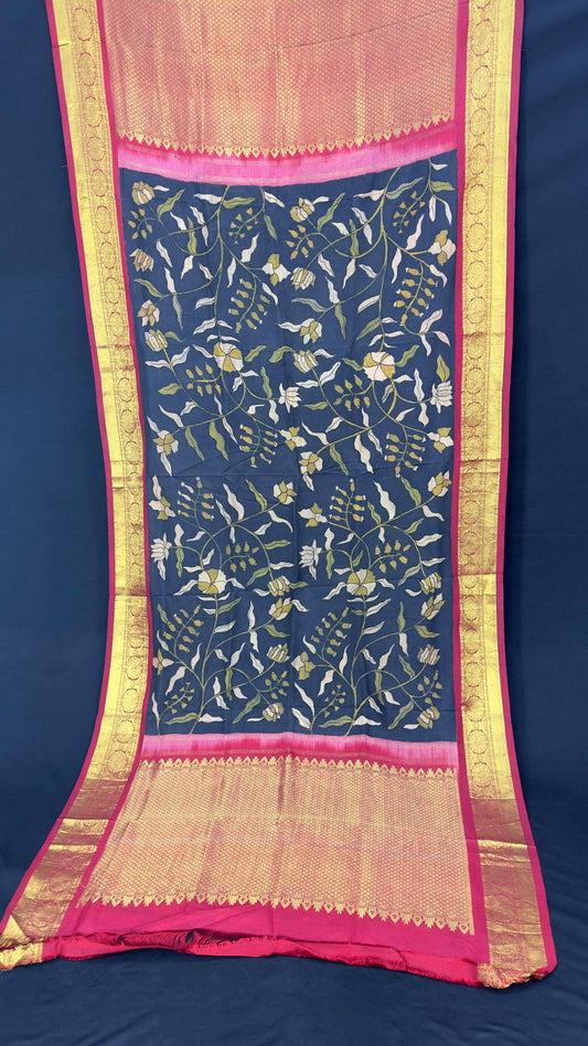 Penkalamkari Dupattas on Pure Silk Kanjeevaram
