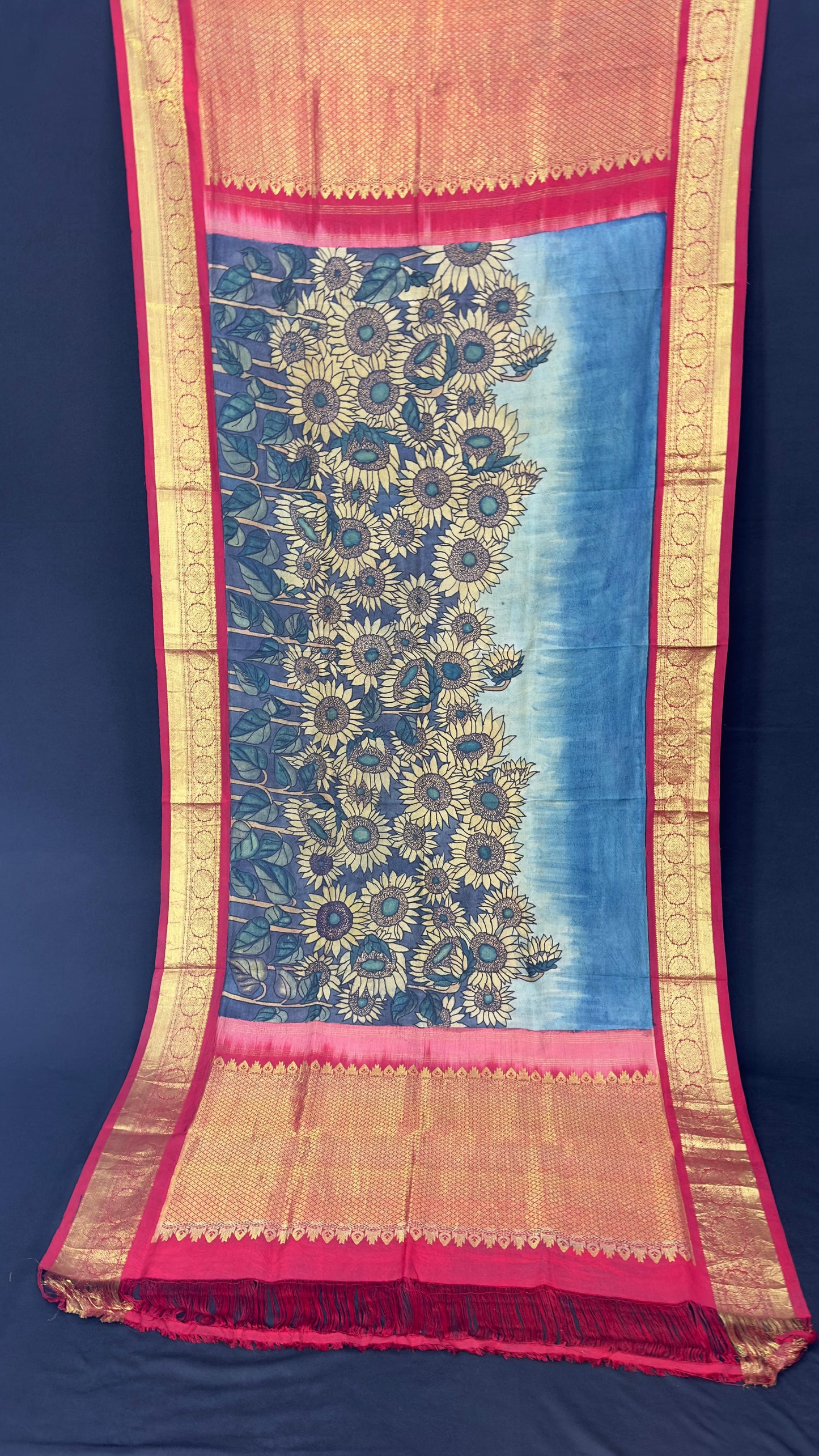 Penkalamkari Dupattas on Pure Silk Kanjeevaram