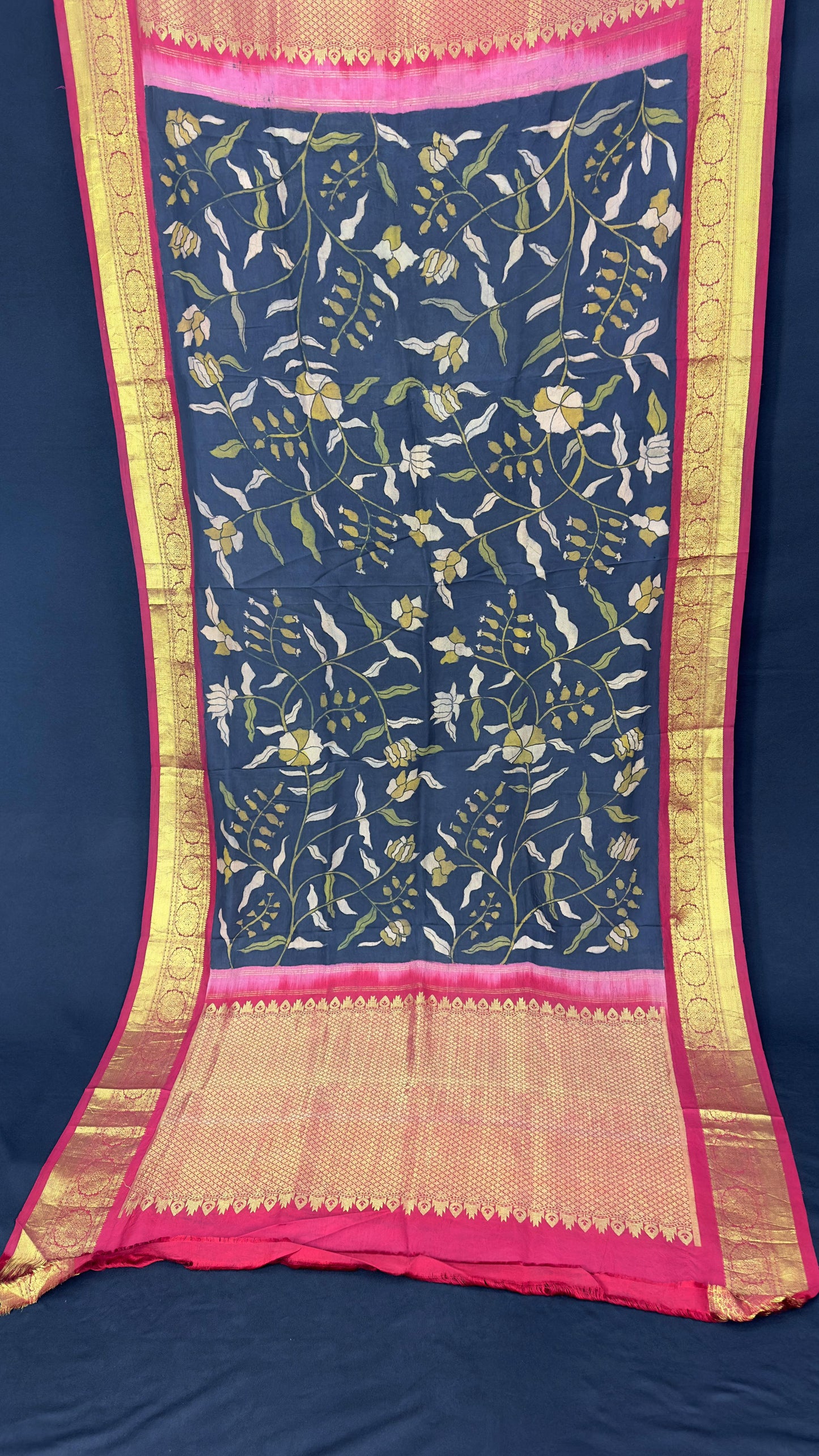 Penkalamkari Dupattas on Pure Silk Kanjeevaram