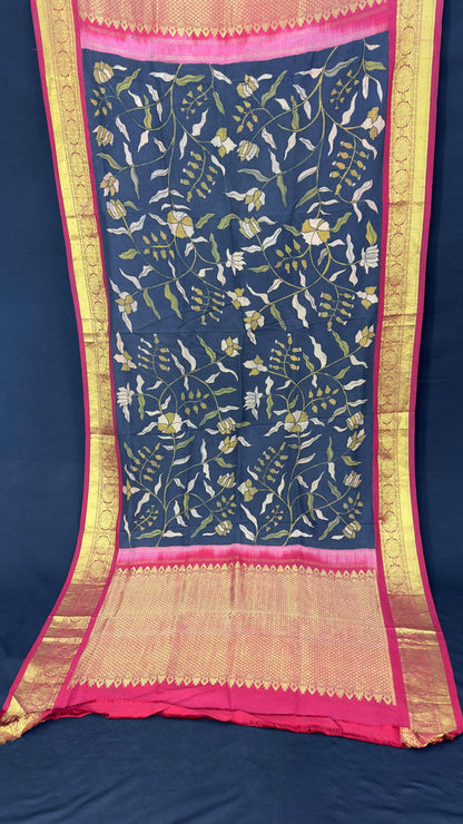 Penkalamkari Dupattas on Pure Silk Kanjeevaram
