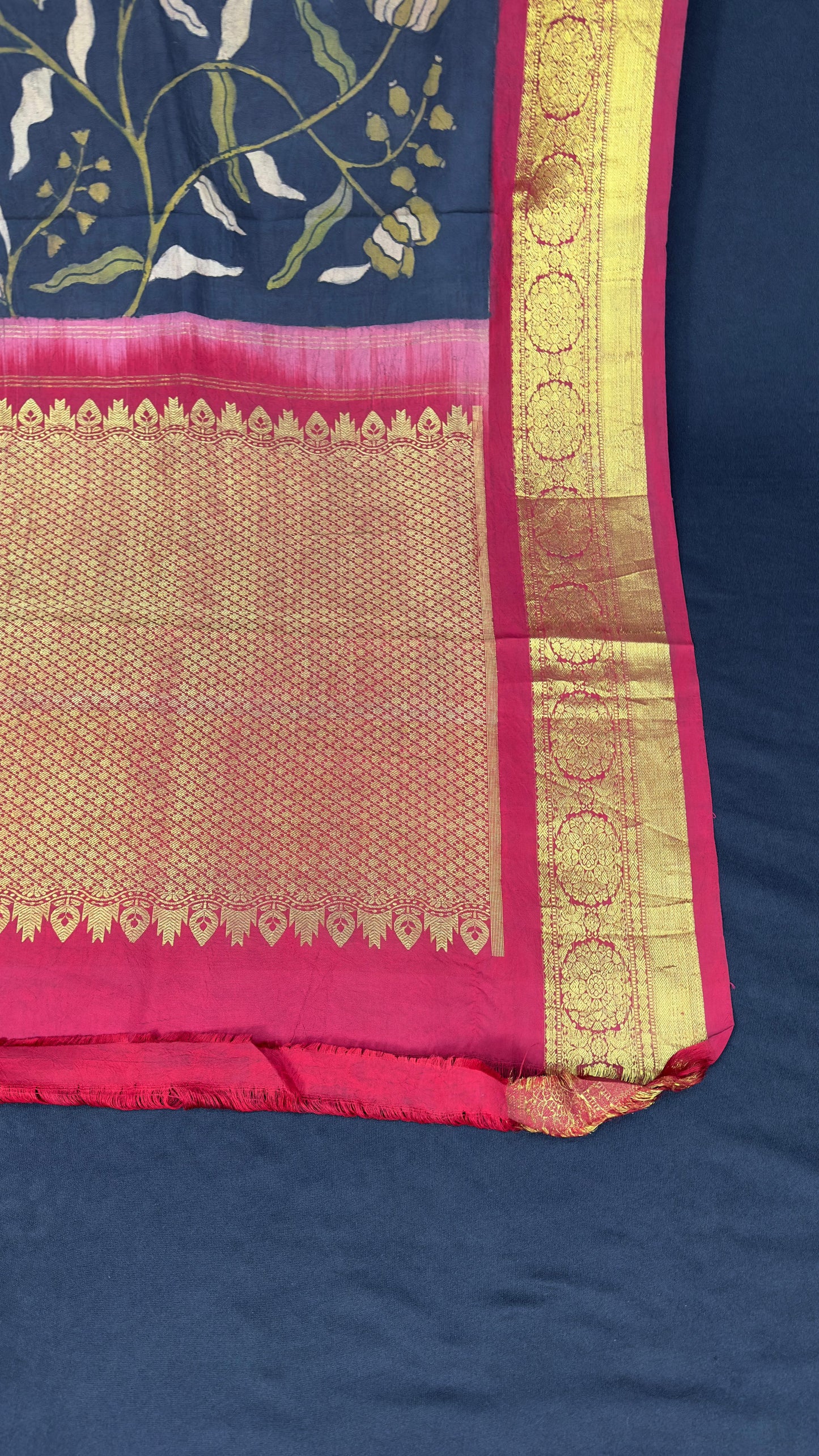 Penkalamkari Dupattas on Pure Silk Kanjeevaram