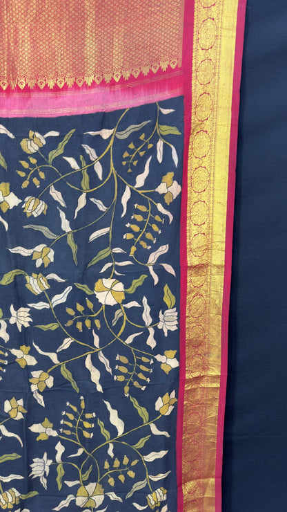 Penkalamkari Dupattas on Pure Silk Kanjeevaram