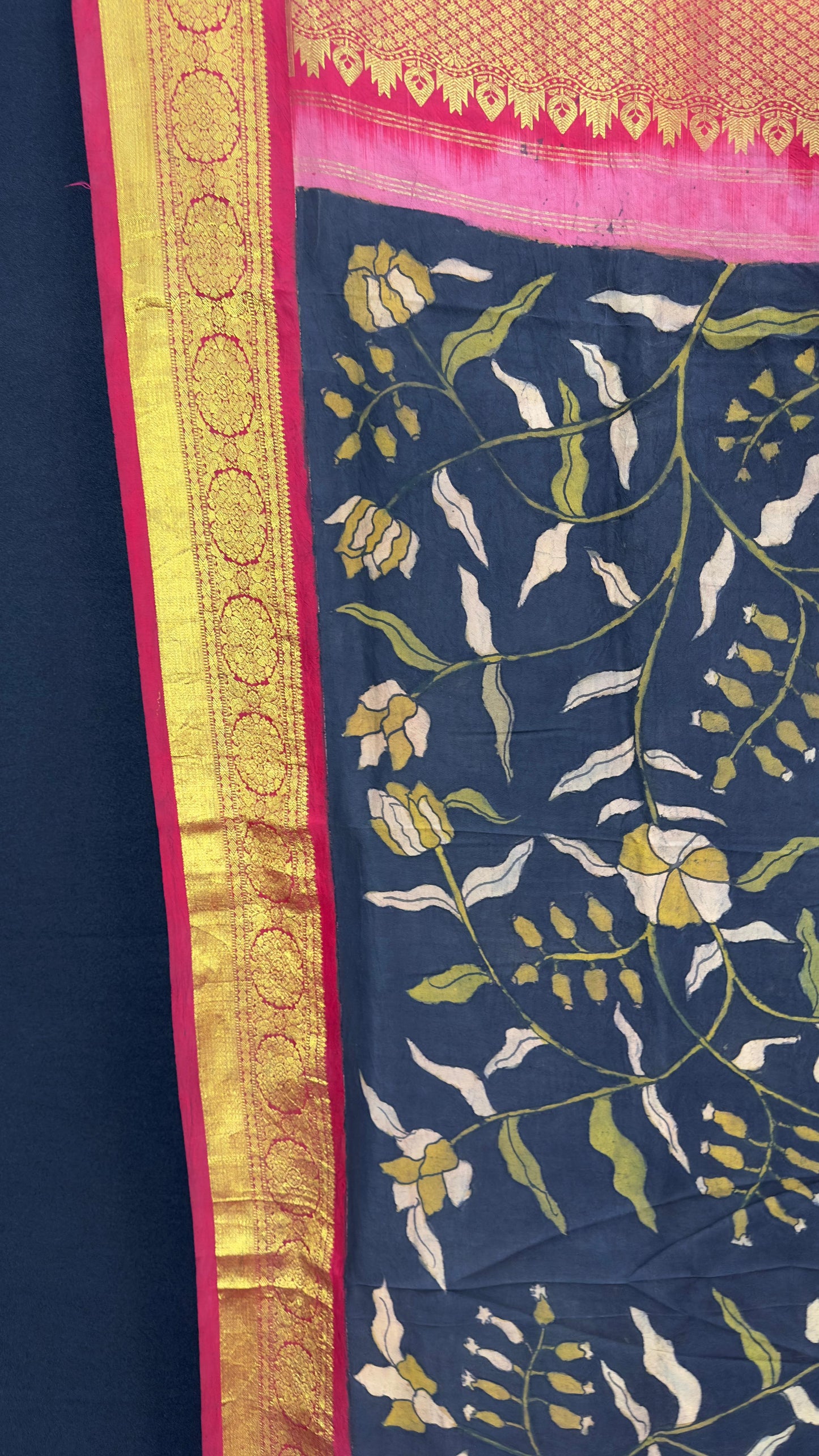 Penkalamkari Dupattas on Pure Silk Kanjeevaram