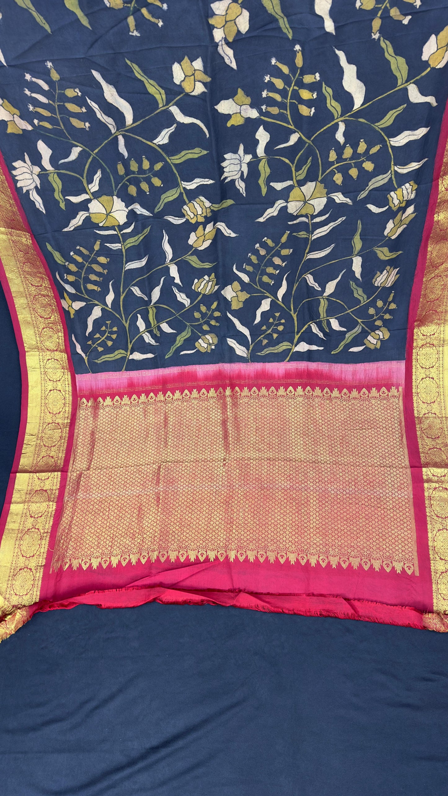 Penkalamkari Dupattas on Pure Silk Kanjeevaram