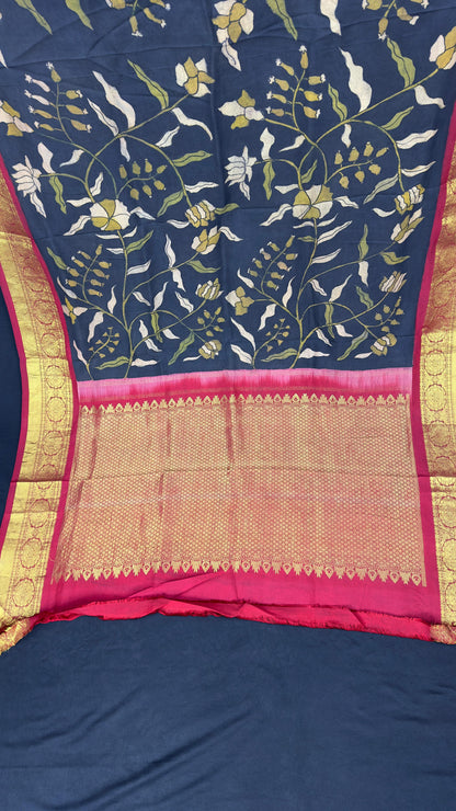 Penkalamkari Dupattas on Pure Silk Kanjeevaram