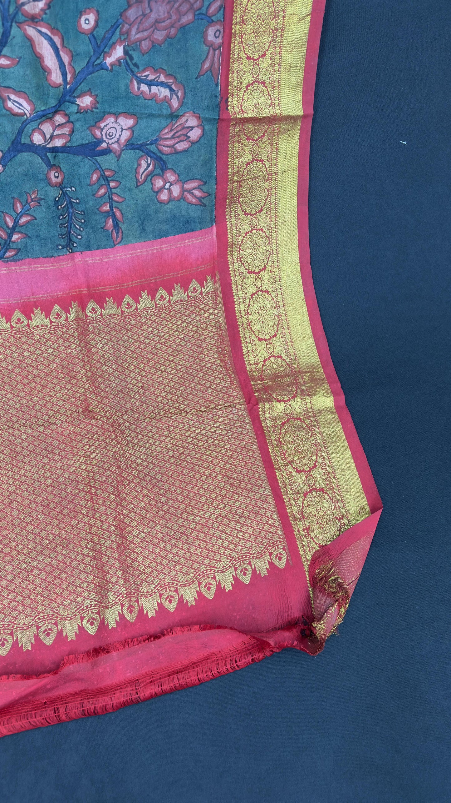 Penkalamkari Dupattas on Pure Silk Kanjeevaram