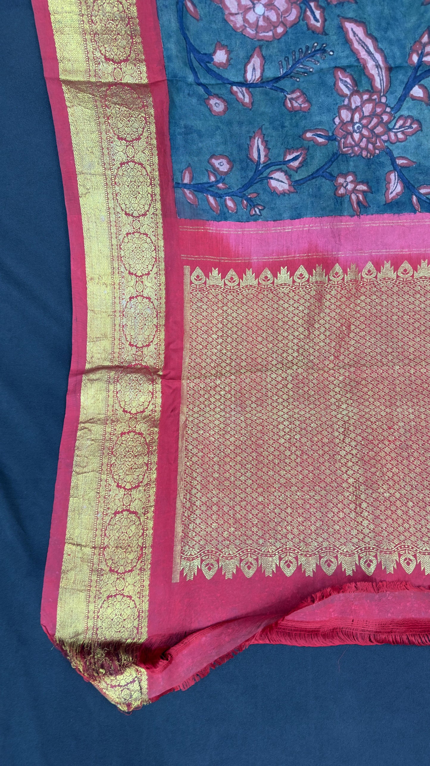 Penkalamkari Dupattas on Pure Silk Kanjeevaram