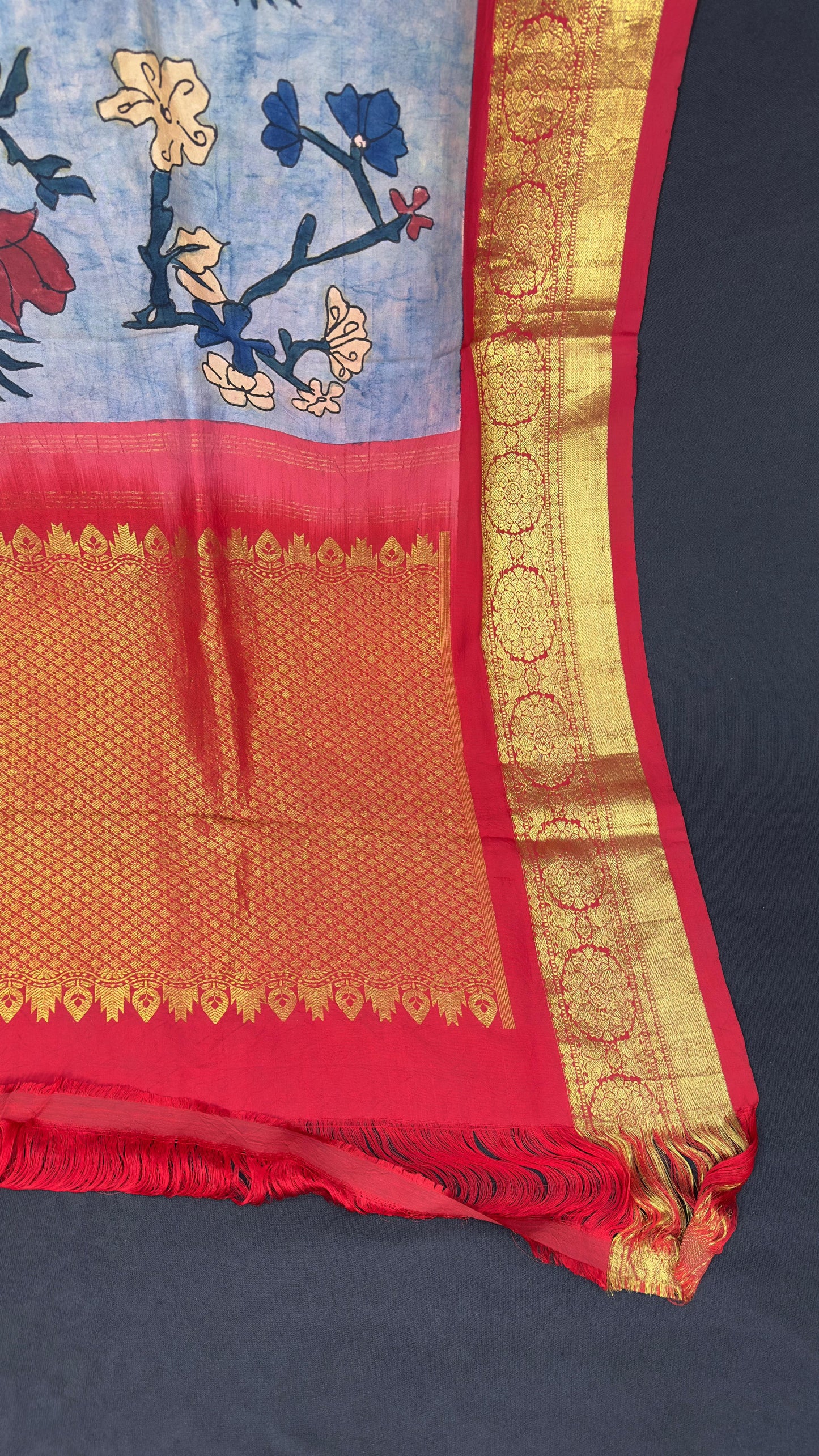 Penkalamkari Dupattas on Pure Silk Kanjeevaram