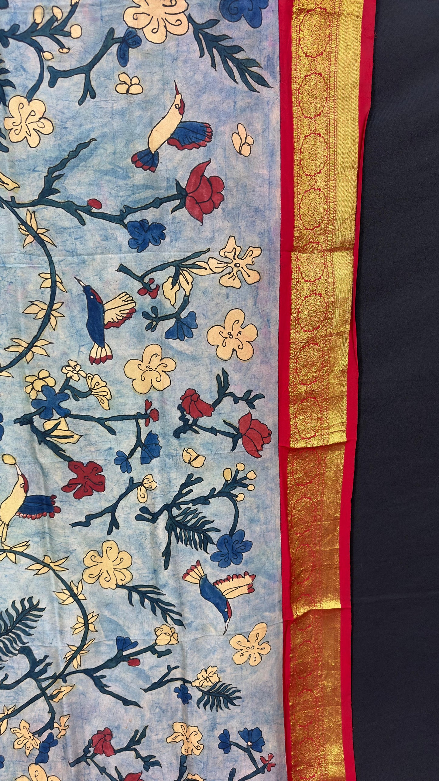 Penkalamkari Dupattas on Pure Silk Kanjeevaram