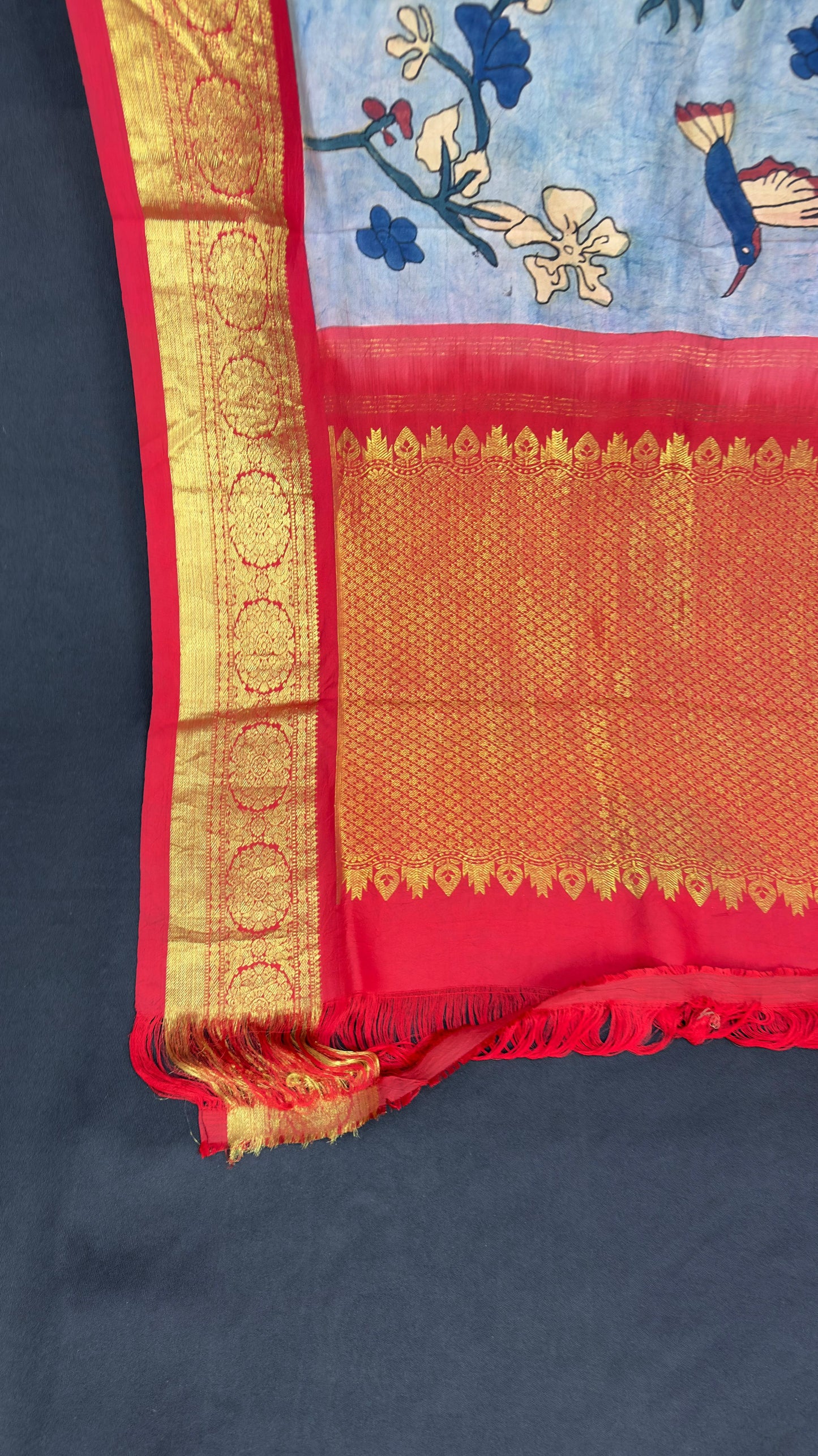 Penkalamkari Dupattas on Pure Silk Kanjeevaram