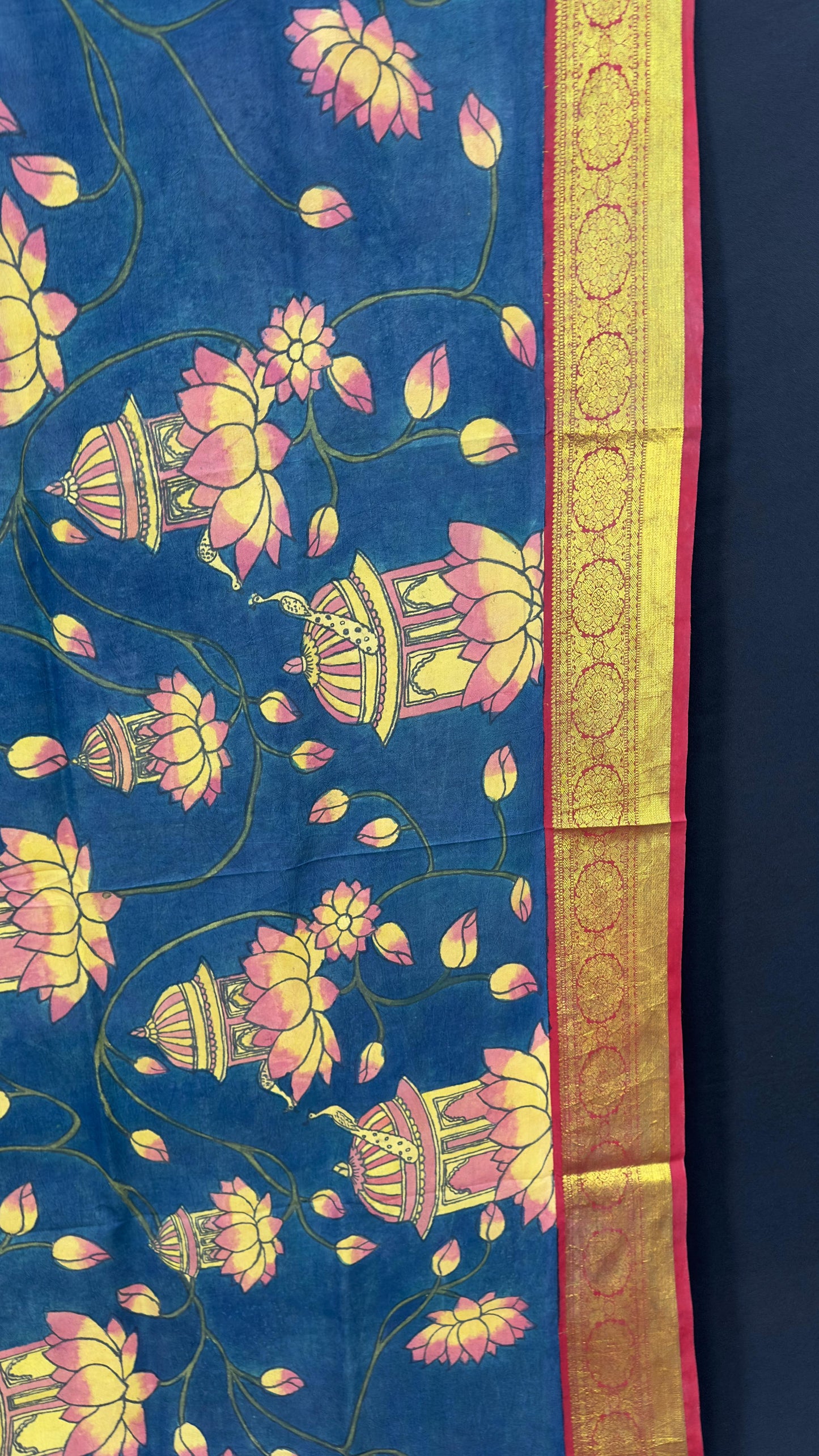 Penkalamkari Dupattas on Pure Silk Kanjeevaram
