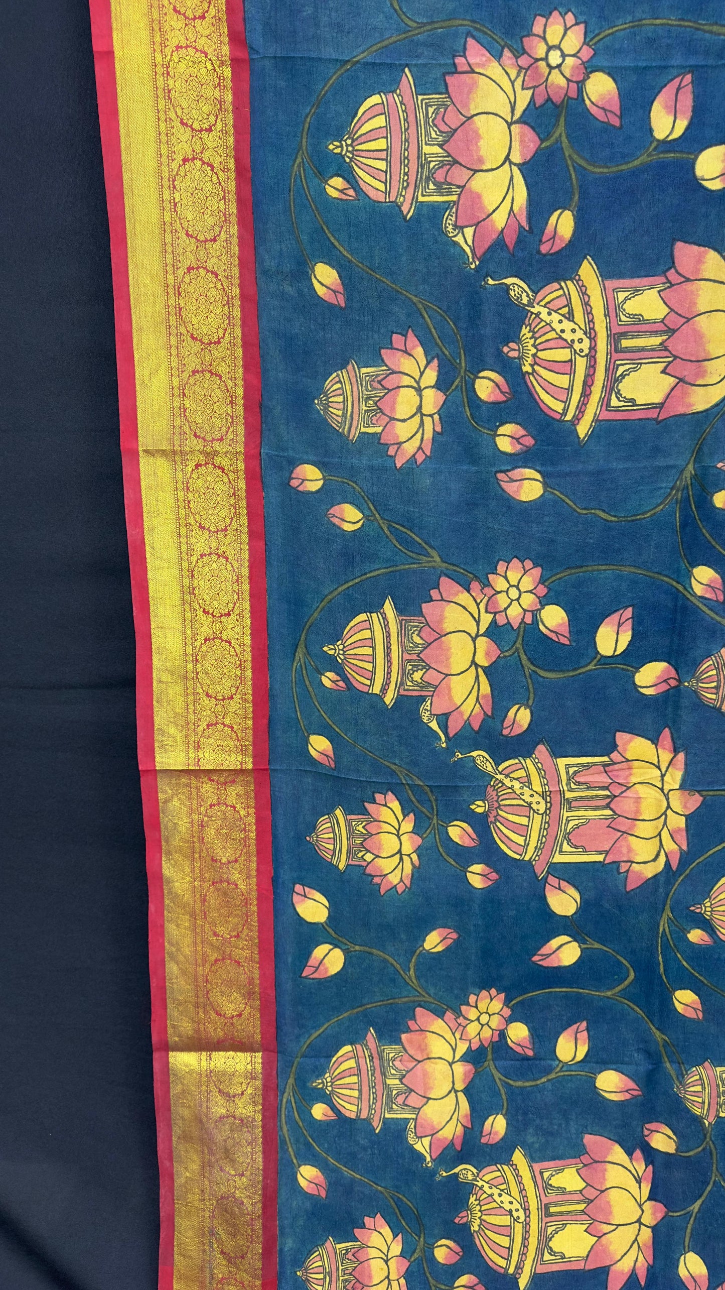 Penkalamkari Dupattas on Pure Silk Kanjeevaram