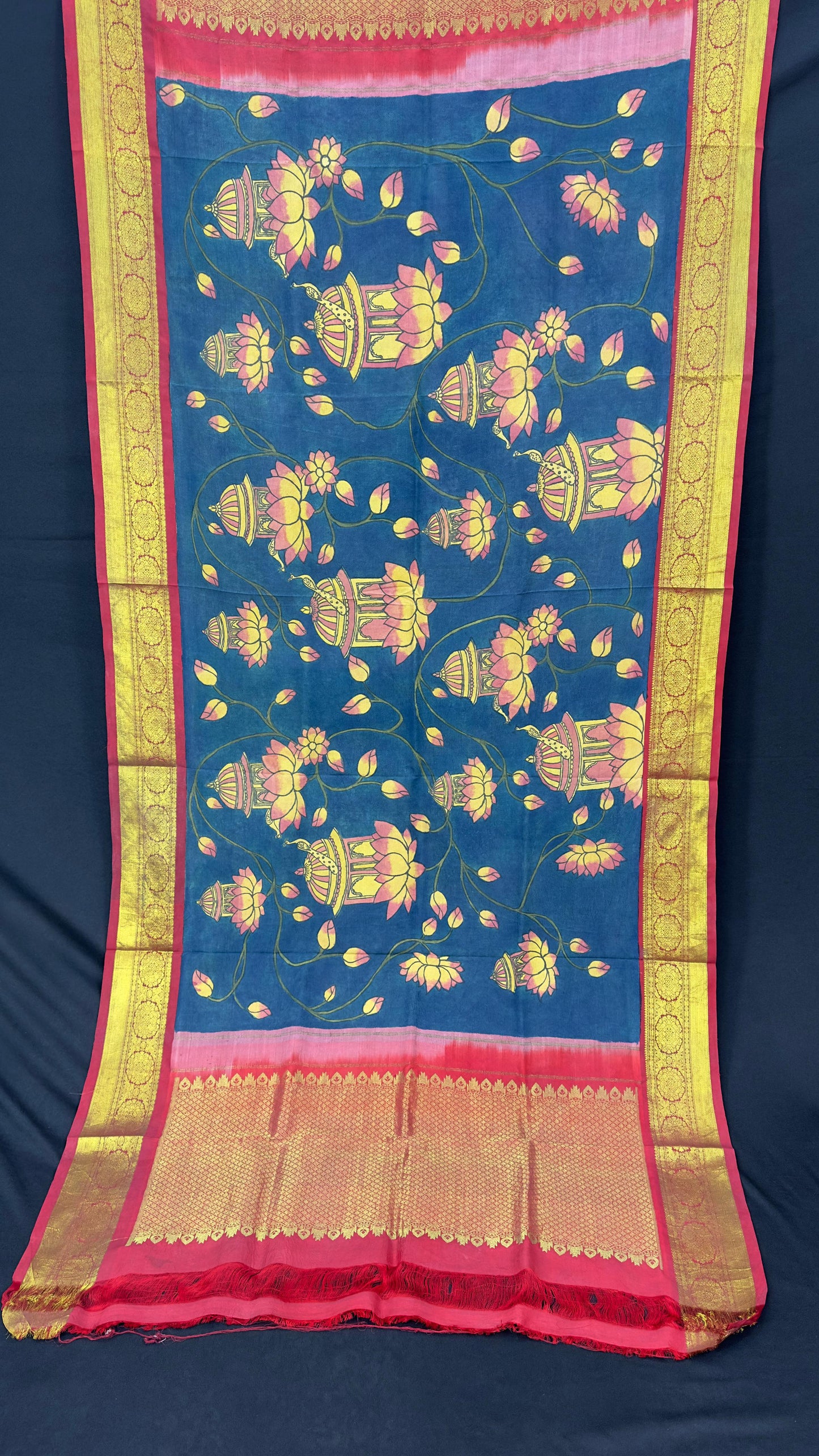 Penkalamkari Dupattas on Pure Silk Kanjeevaram